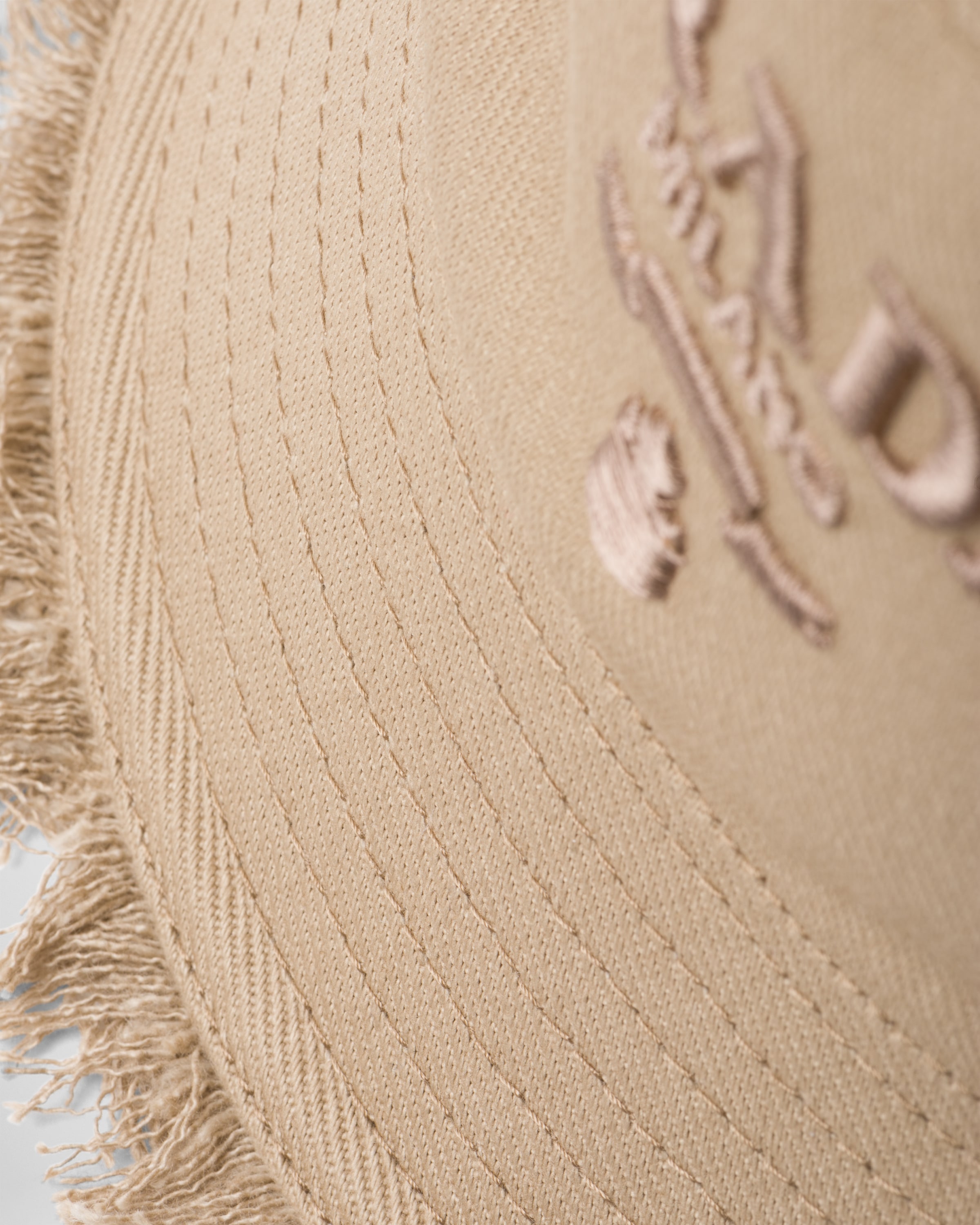 Prada Logo-embroidered Bucket Hat In Khaki