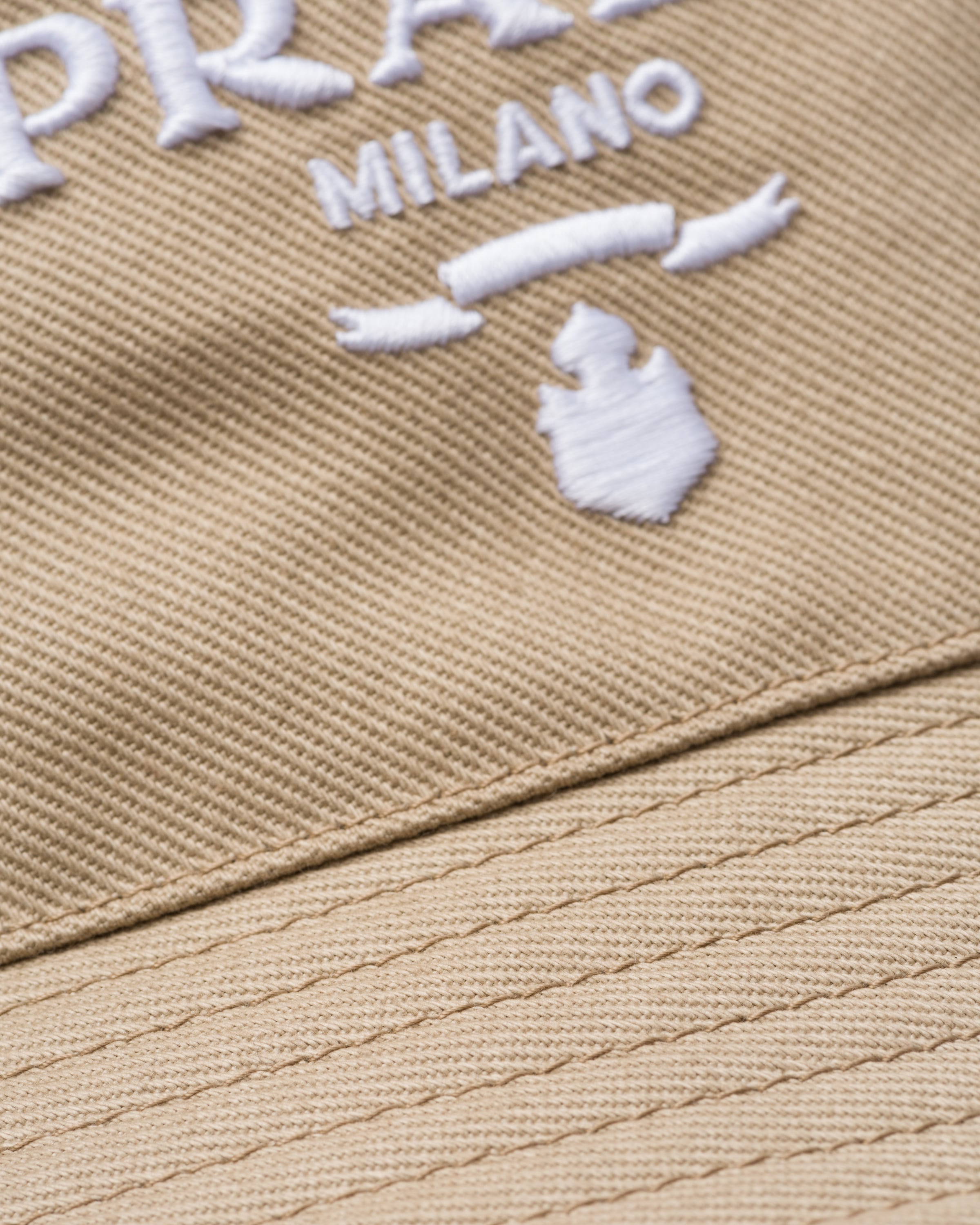 Prada Womens Neutral Branded Wide-brim Cotton Bucket Hat In Khaki