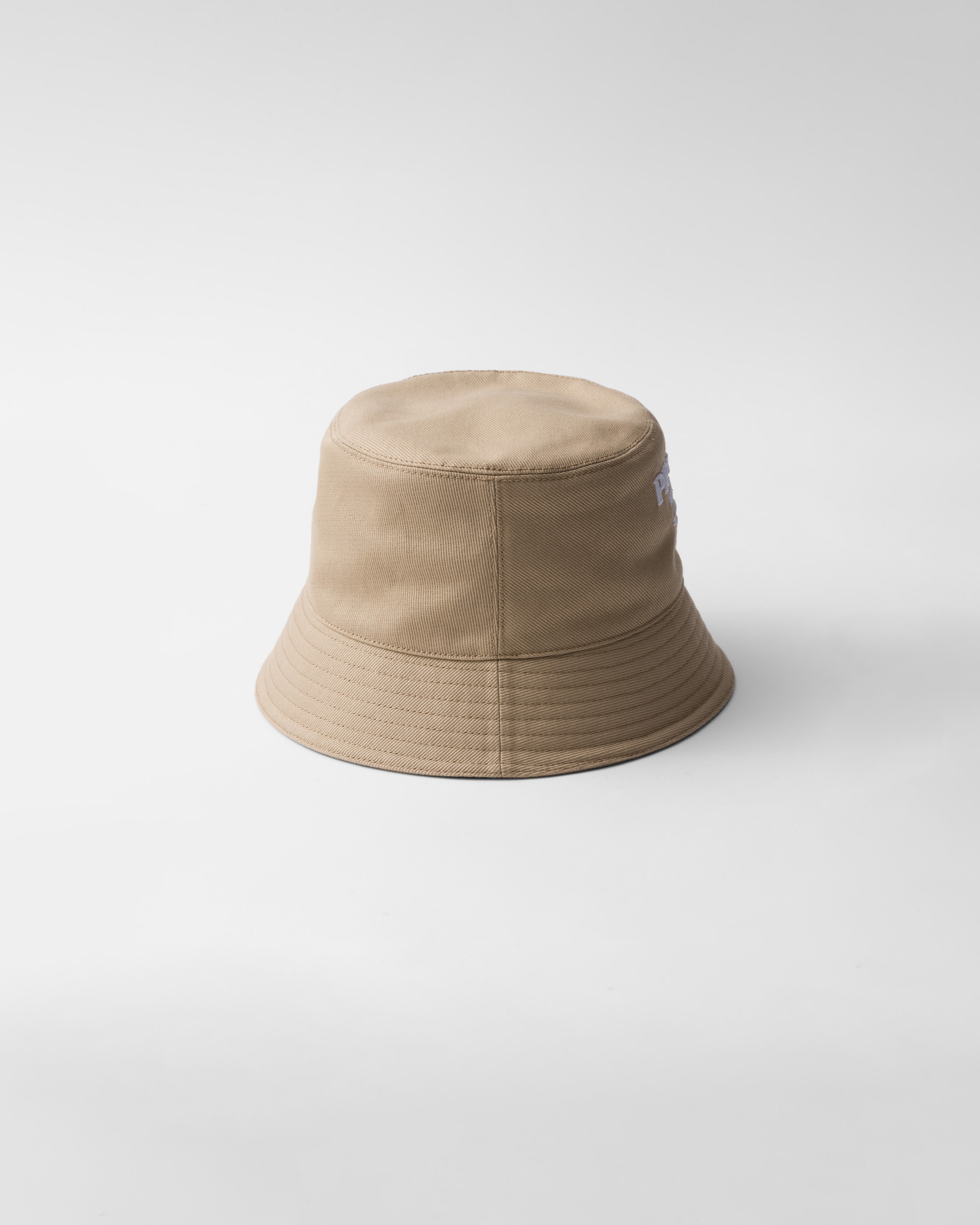 Shop Prada Drill Bucket Hat In Khaki