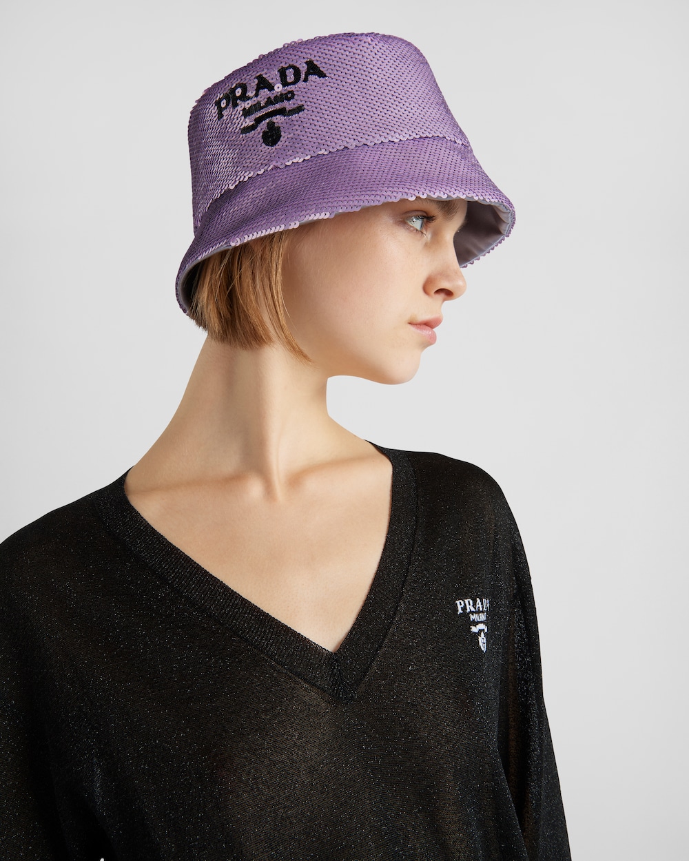 Prada bucket hat purple outlet