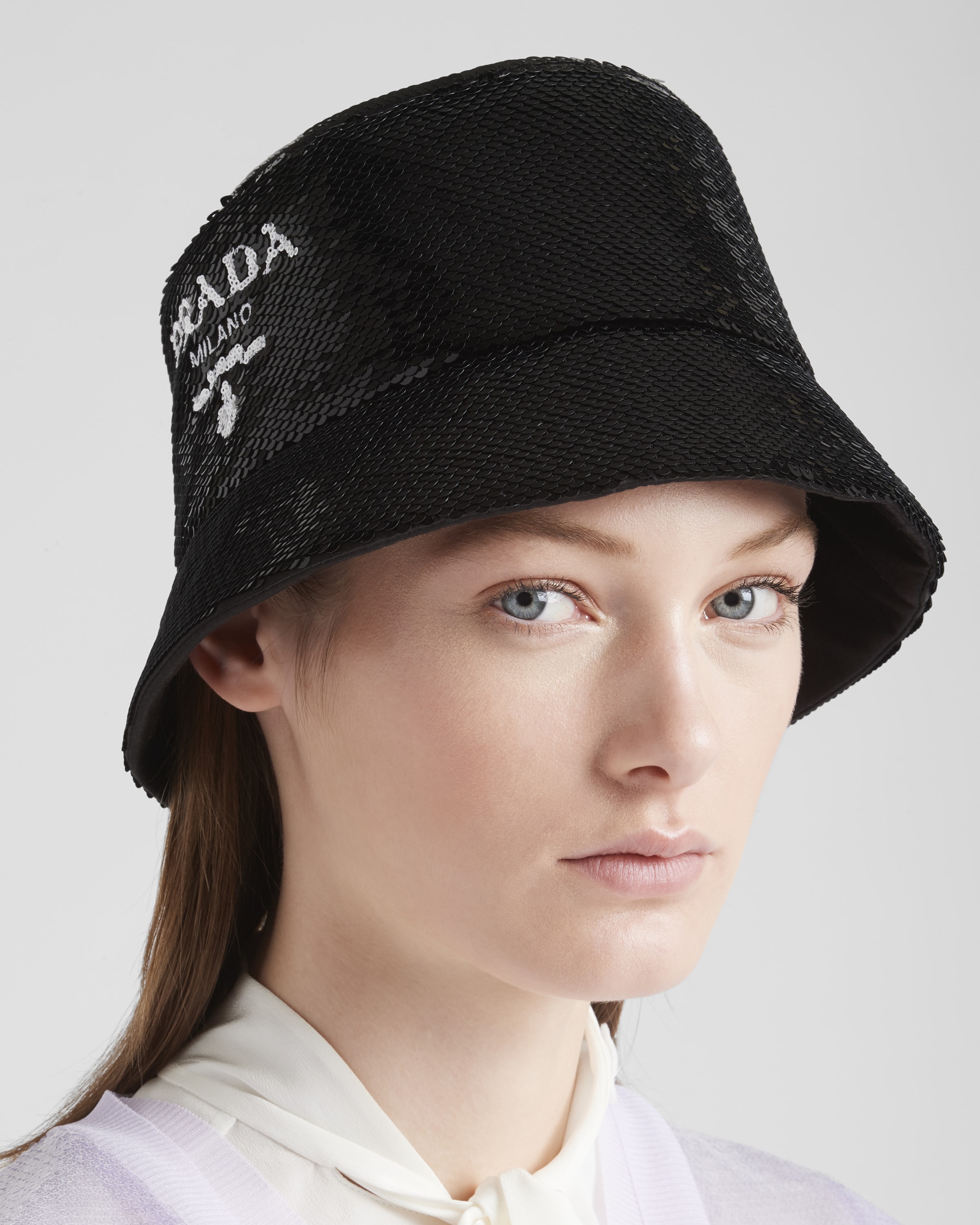 Black/white Sequin bucket hat Prada