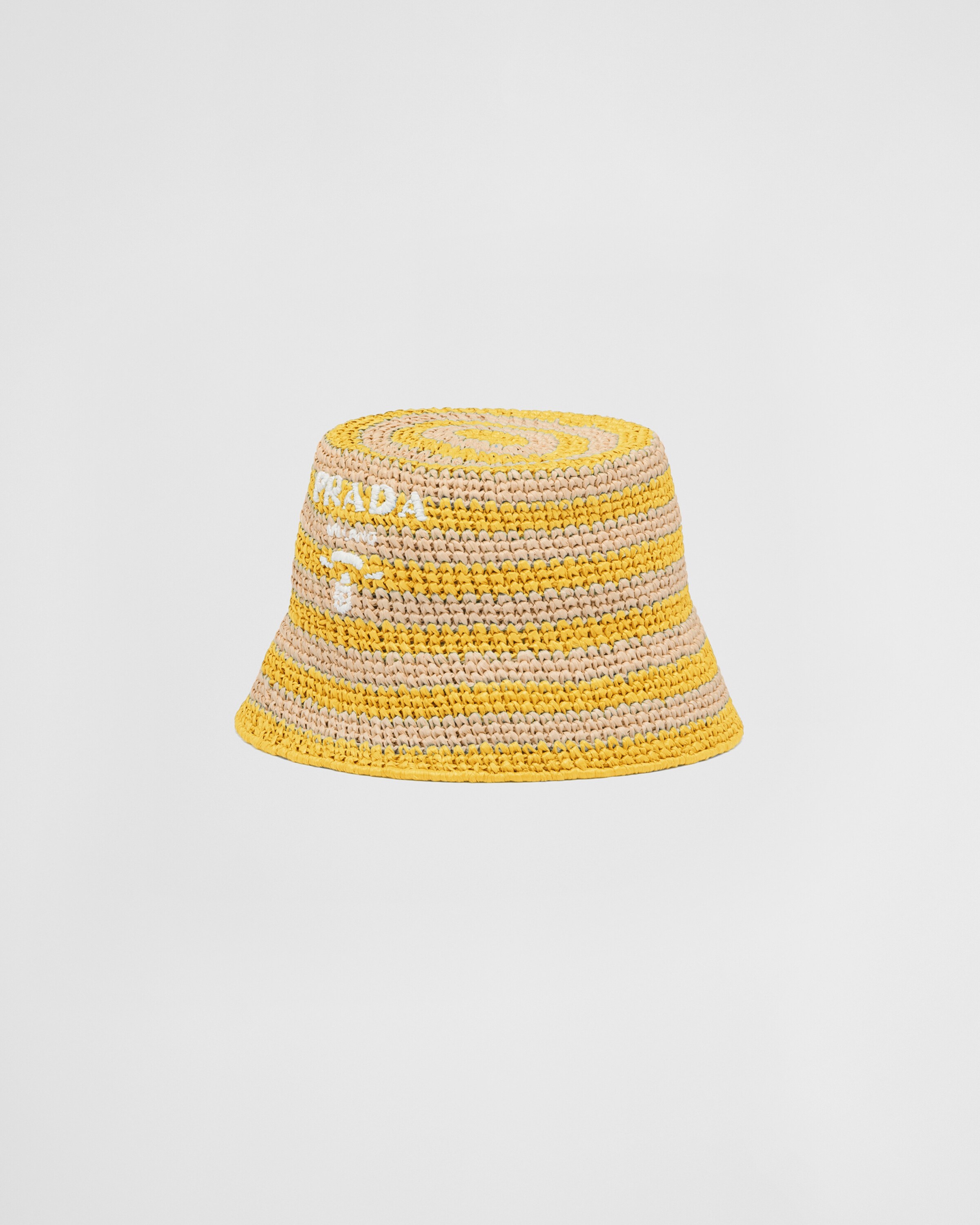 Beige/yellow Raffia bucket hat | Prada