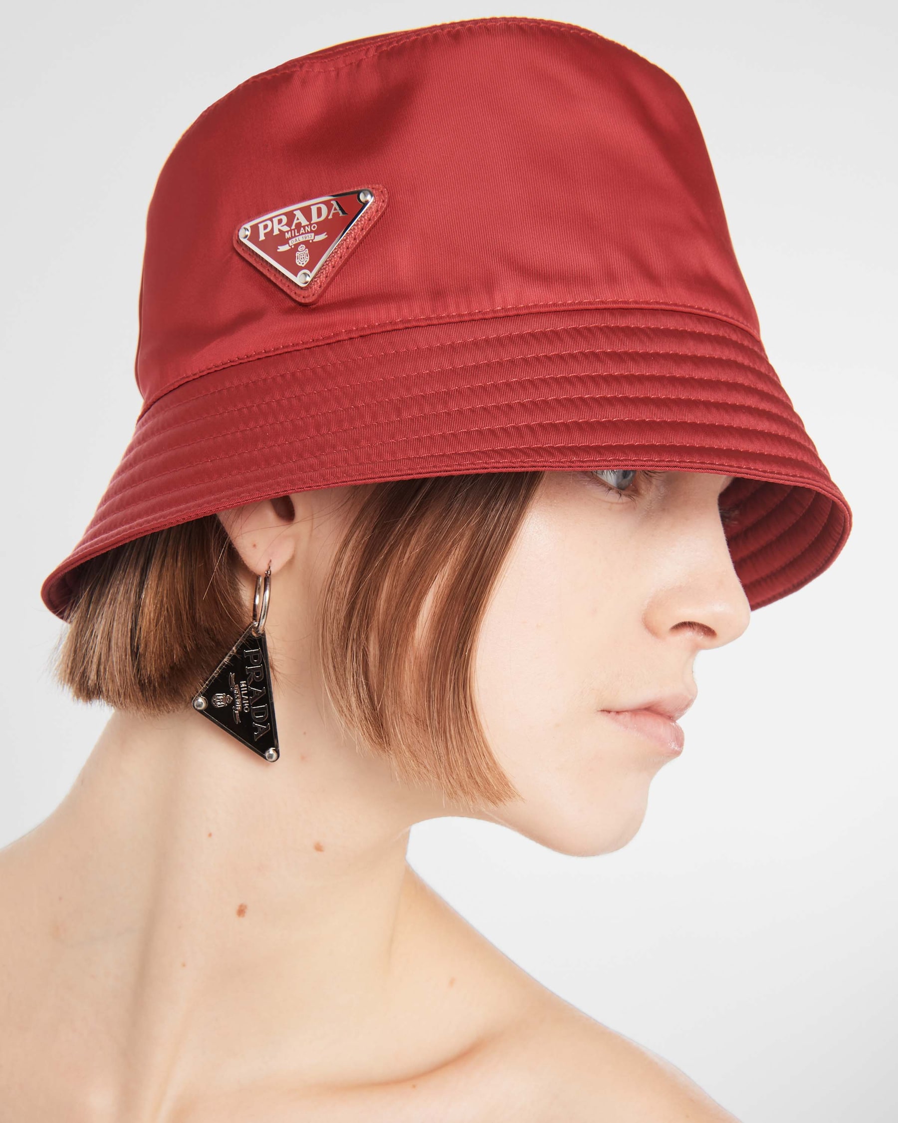 Red Renylon Bucket Hat PRADA
