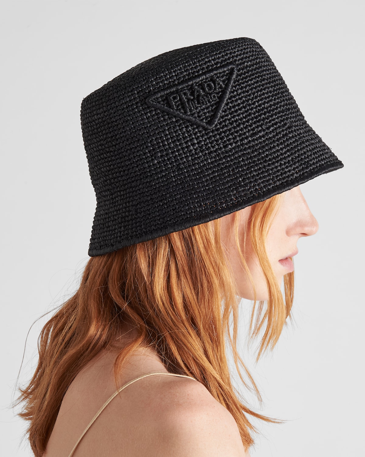 Black Crochet Bucket Hat PRADA
