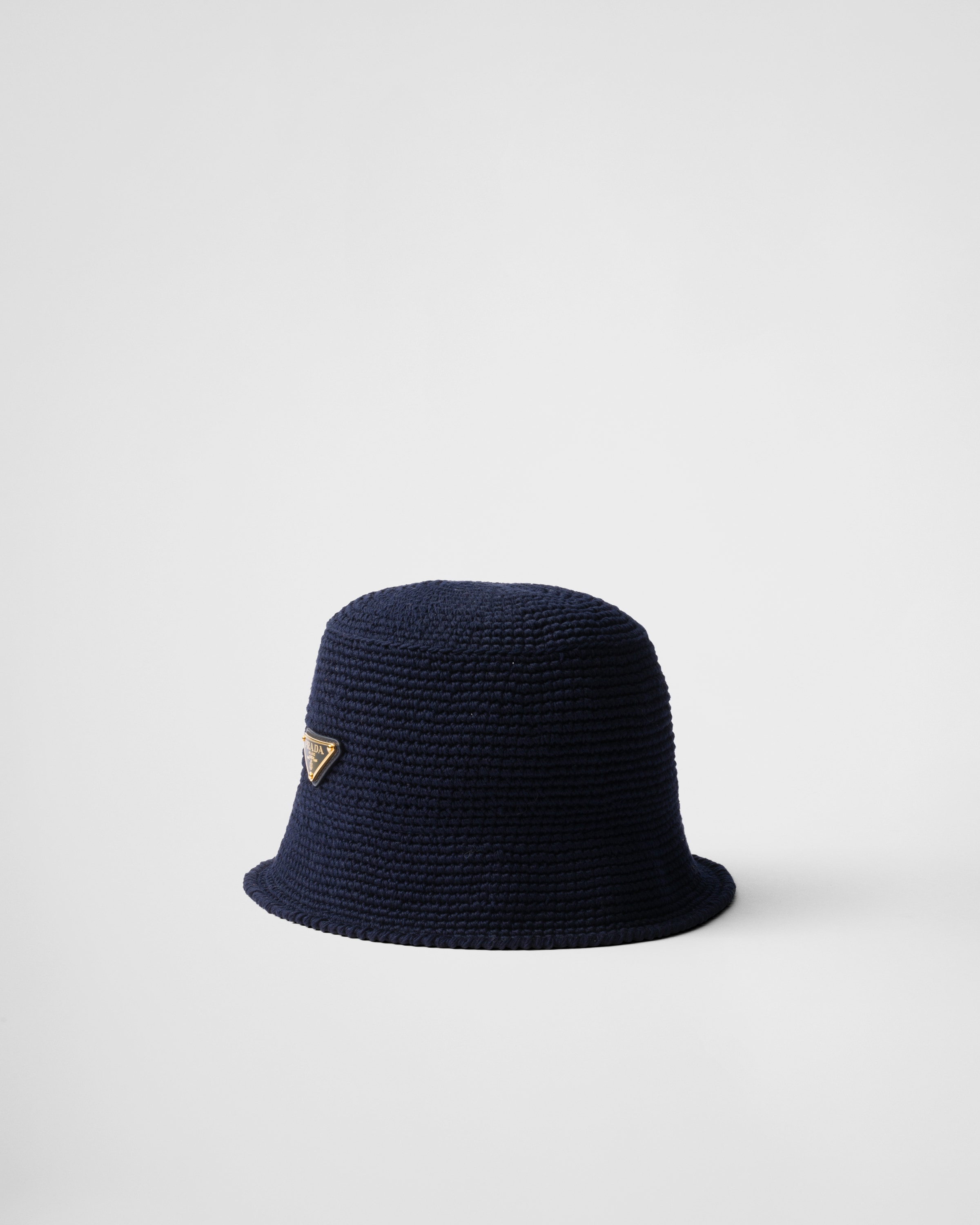 Prada Crochet Bucket Hat, Woman, Navy, Size L
