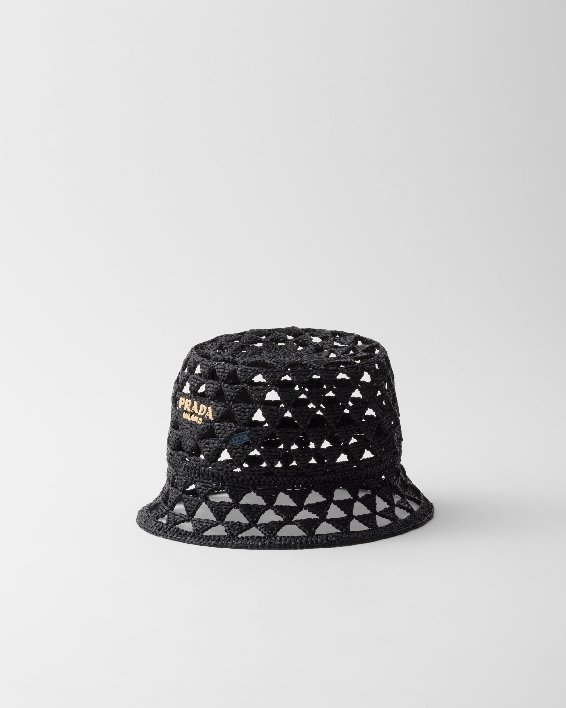 Black tan Crochet Bucket Hat PRADA