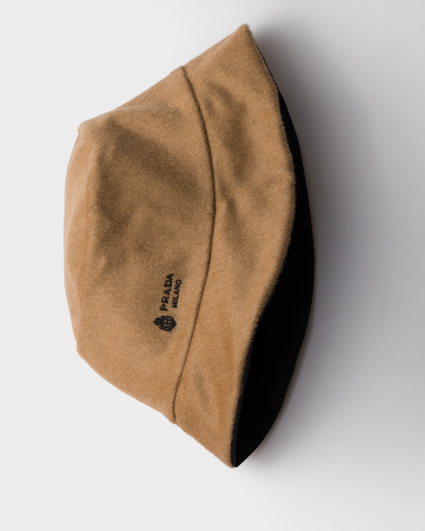 Reversible Re-Nylon and camel-hair bucket hat - Black/Camel Reversible Re-Nylon and camel-hair bucket hat - Black/Camel