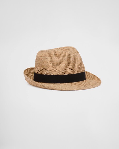 Tan/black Raffia Hat | Prada
