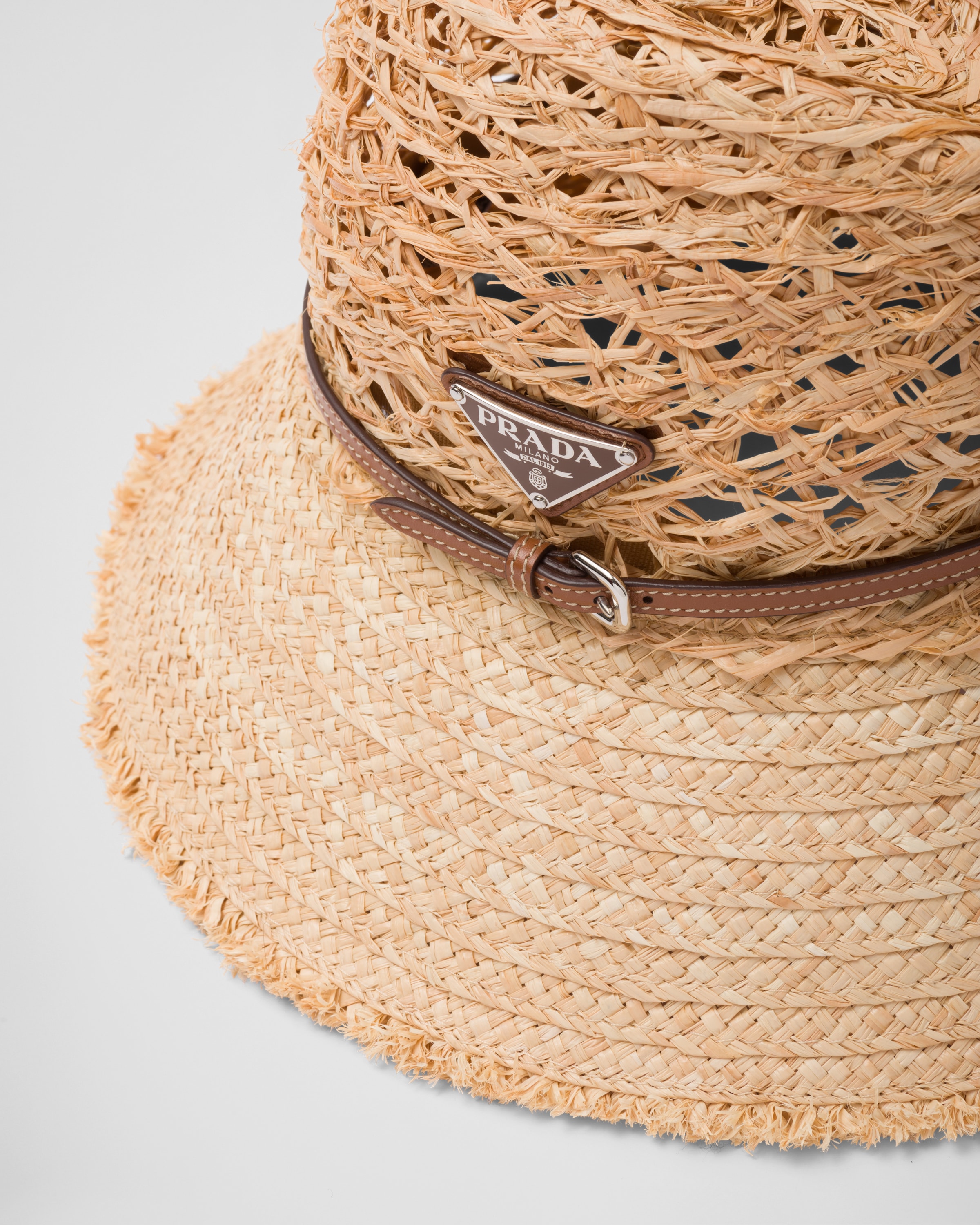 Beige/cognac Raffia and Straw Hat | Prada