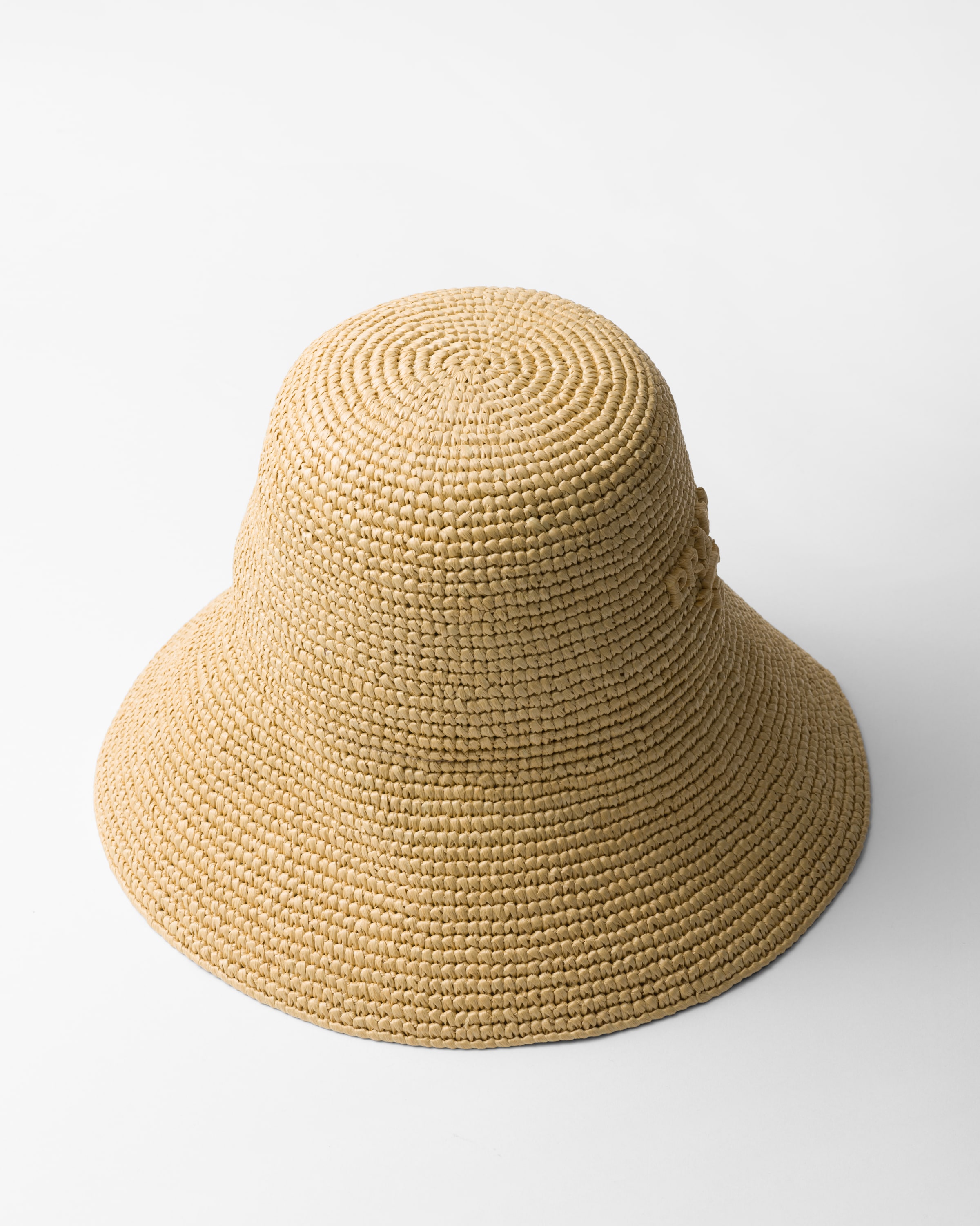 Shop Prada Crochet Hat In Natural