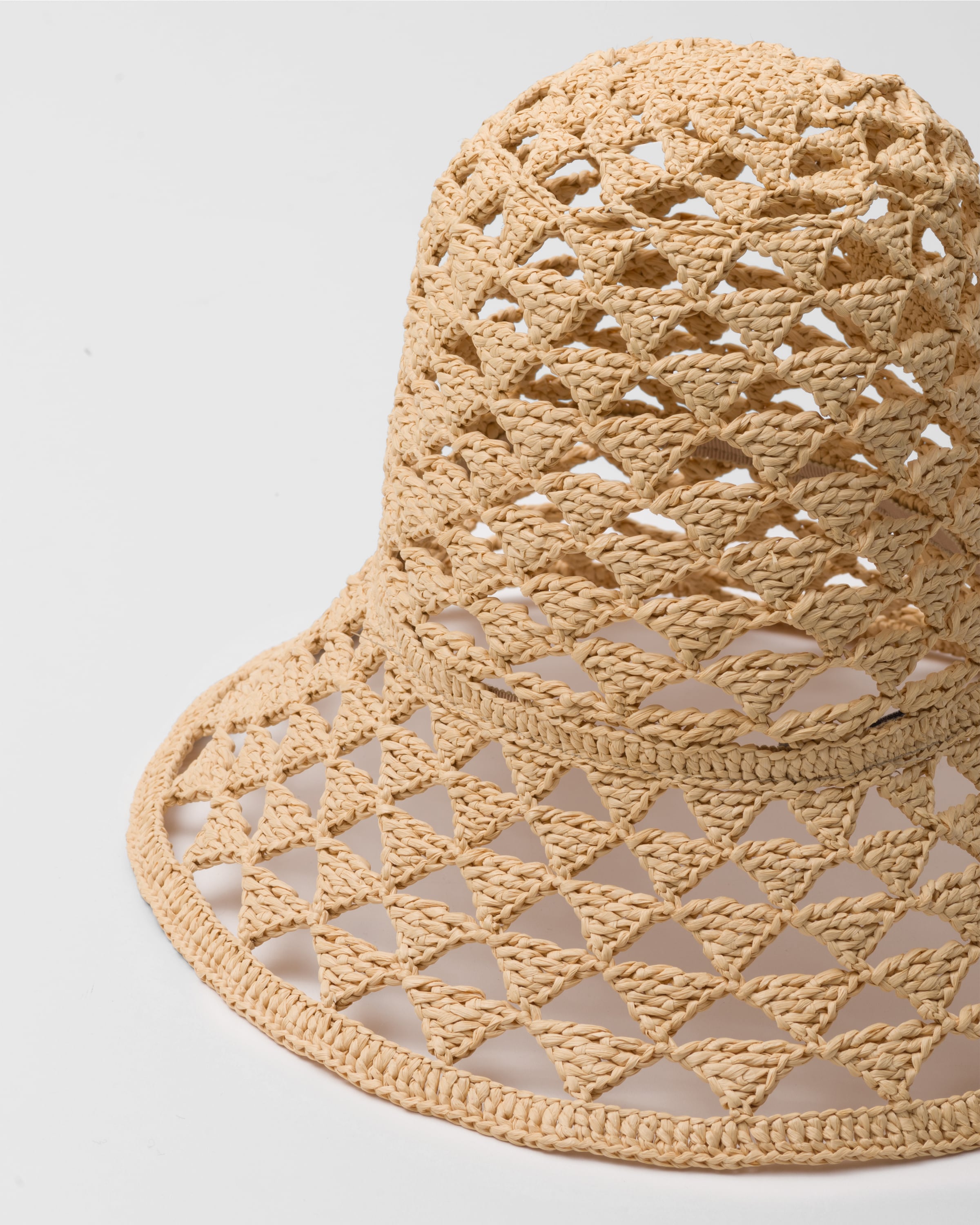 Shop Prada Crochet Hat In Tan/black