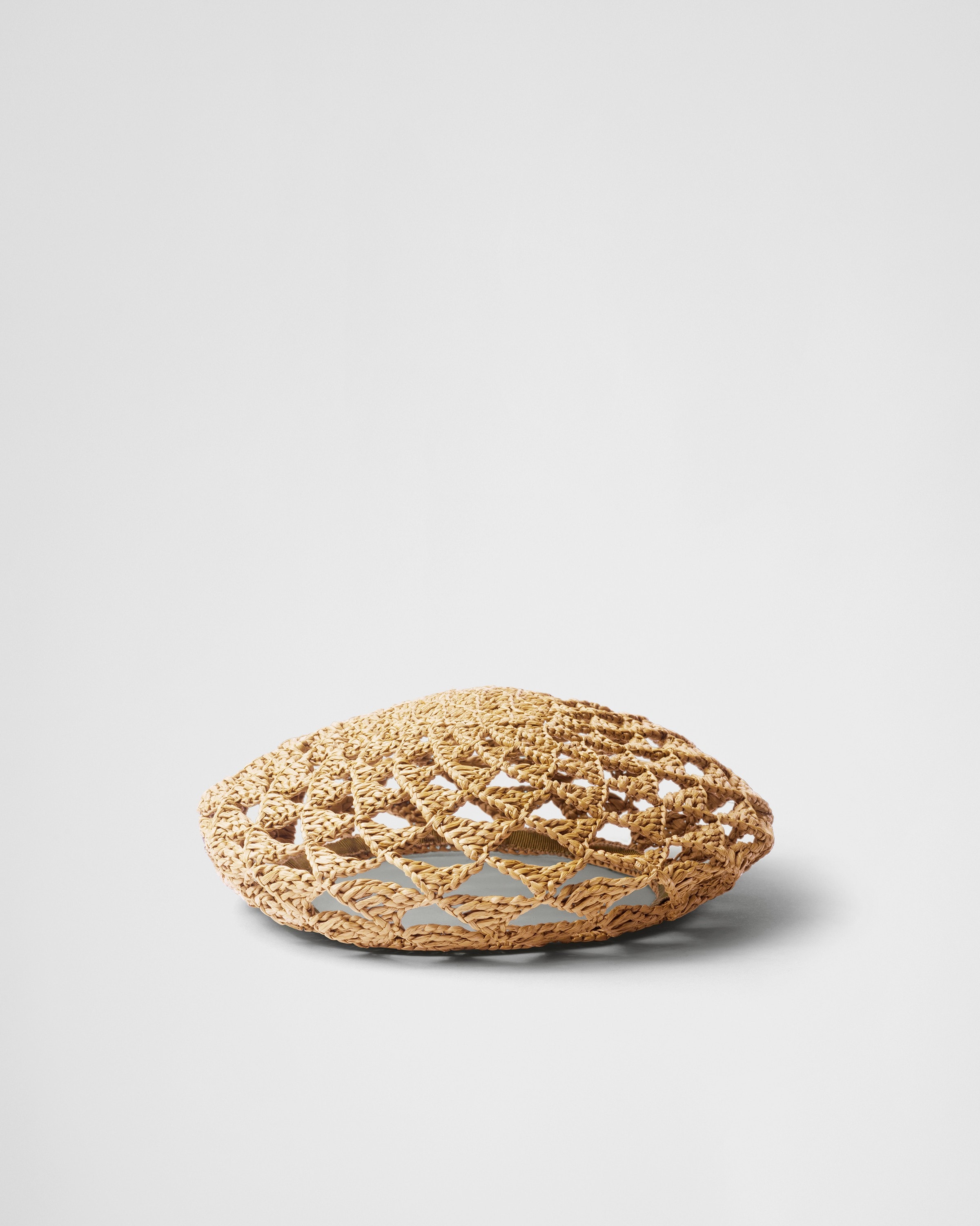 Prada Womens Neutral Embroidered-logo Geometric-pattern Crochet Beret In Tan/black