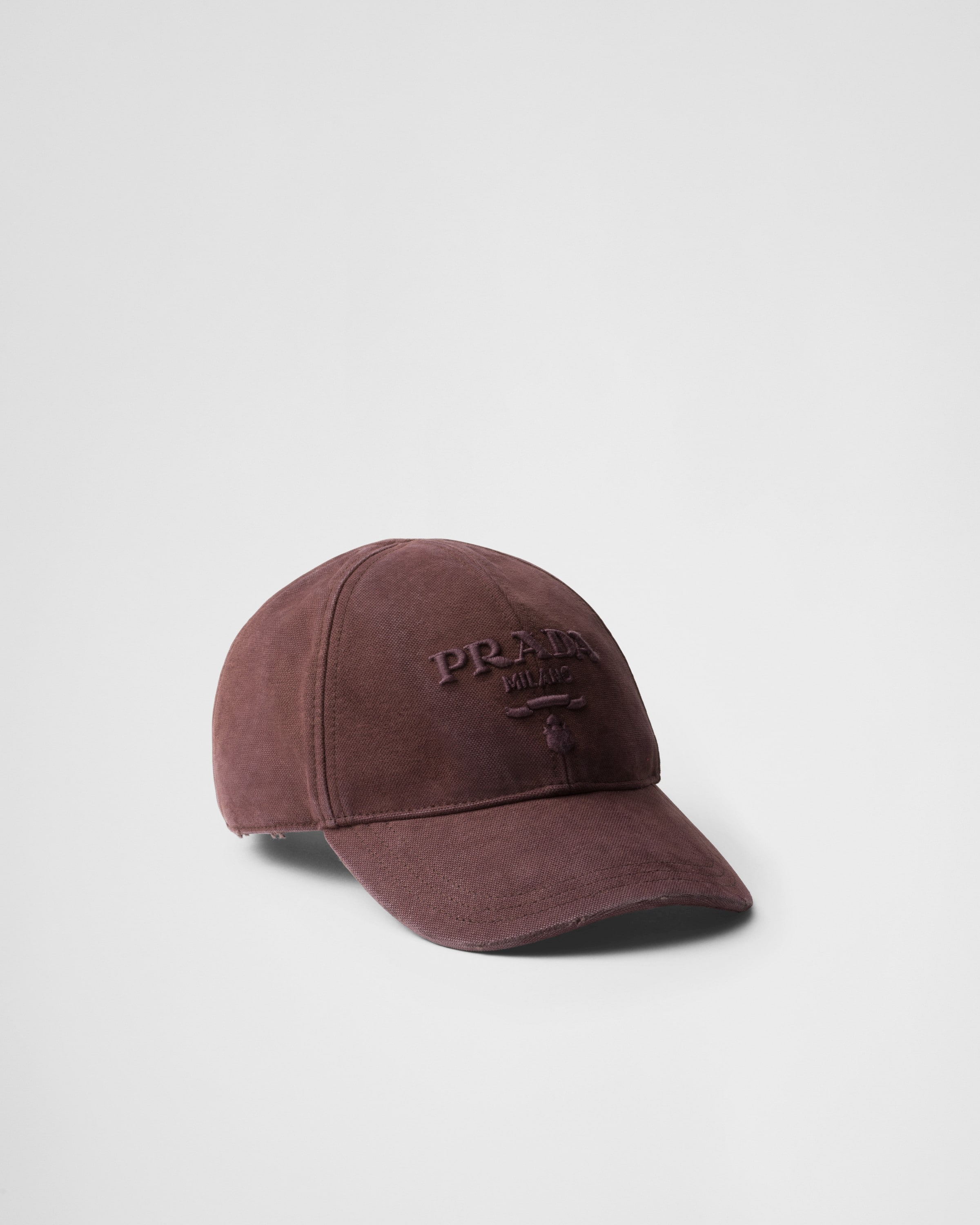 Prada Canvas Baseball Cap In Burgundy