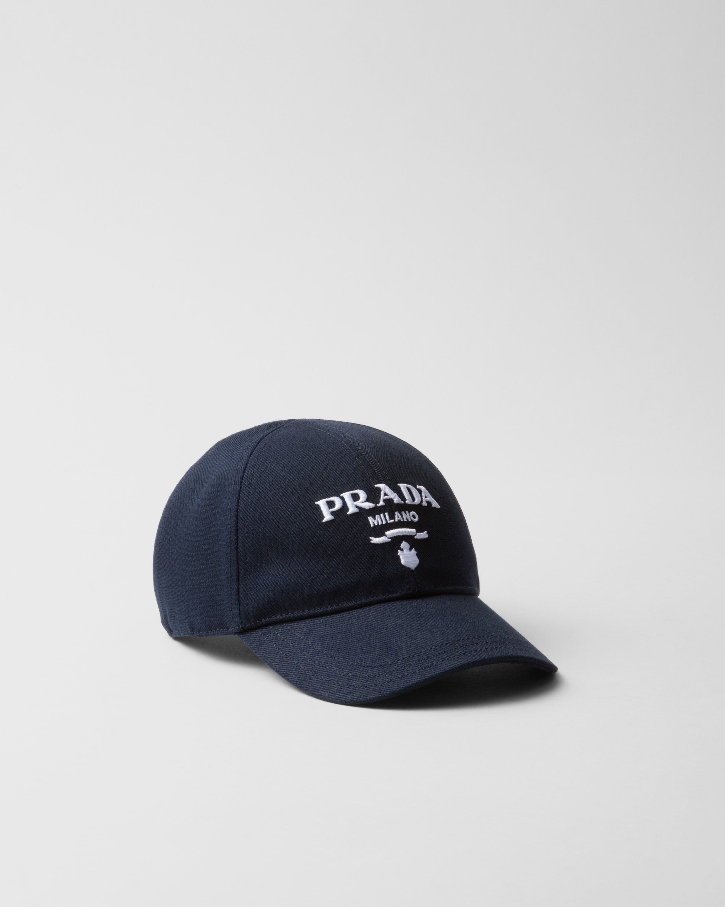 Prada Logo-embroidered Drill Cap In Navy