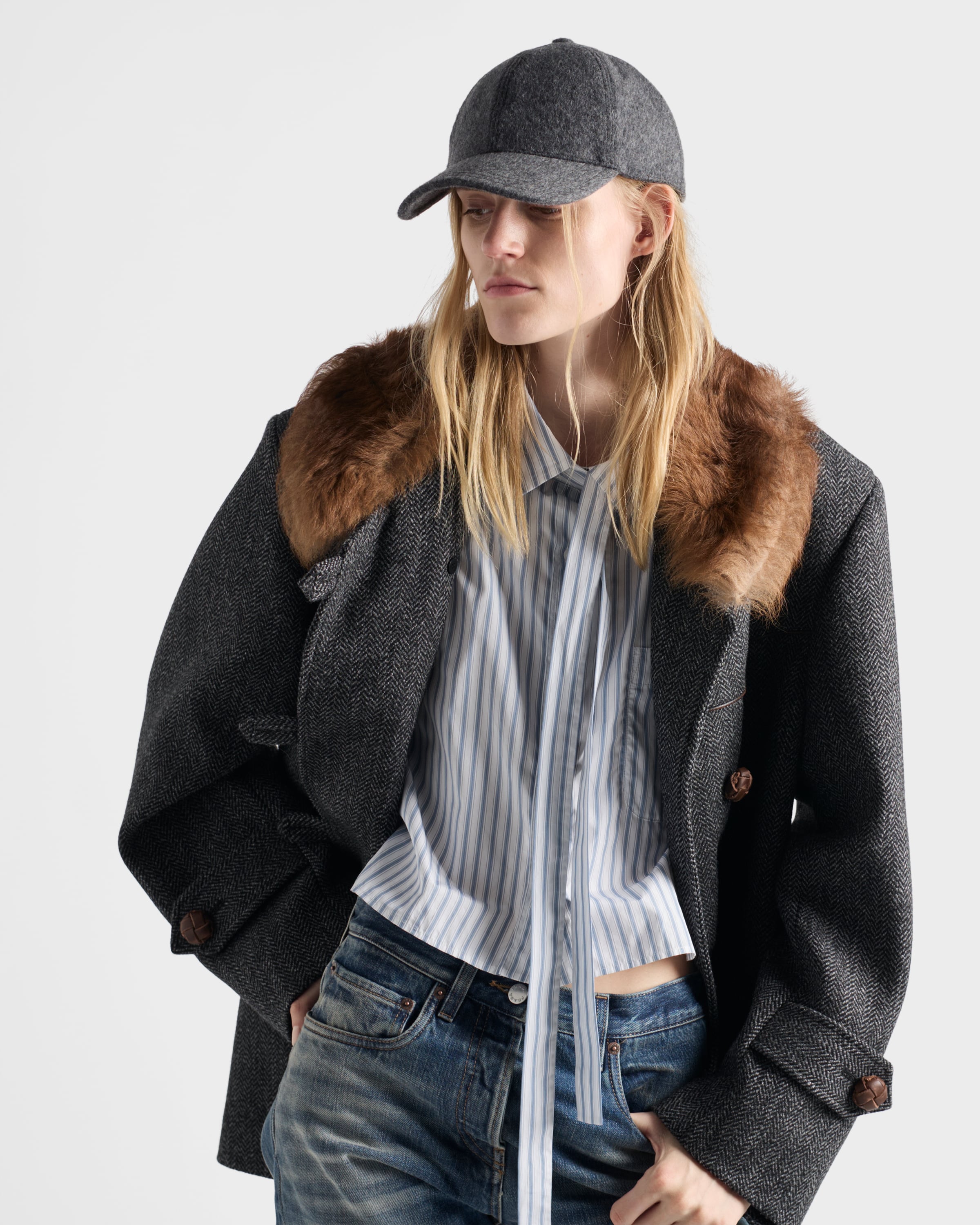 Loden fabric baseball cap