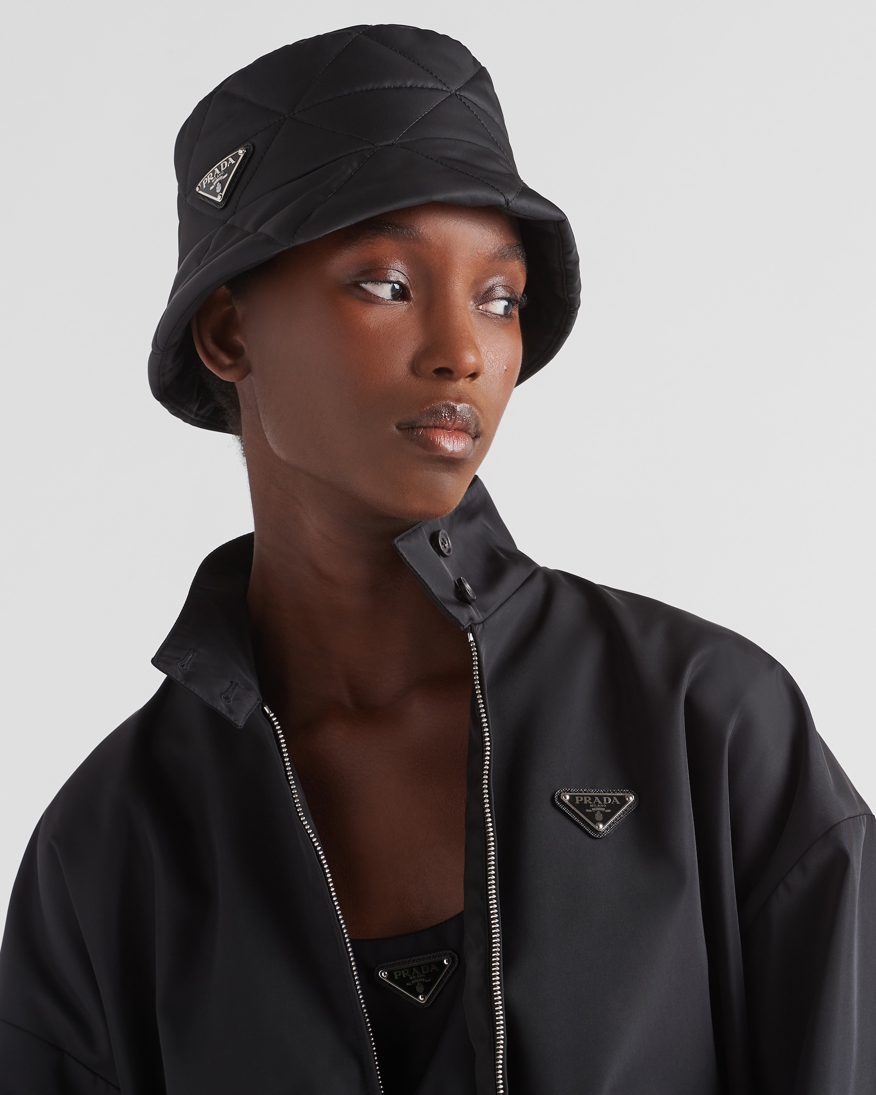 Black Renylon Bucket Hat PRADA