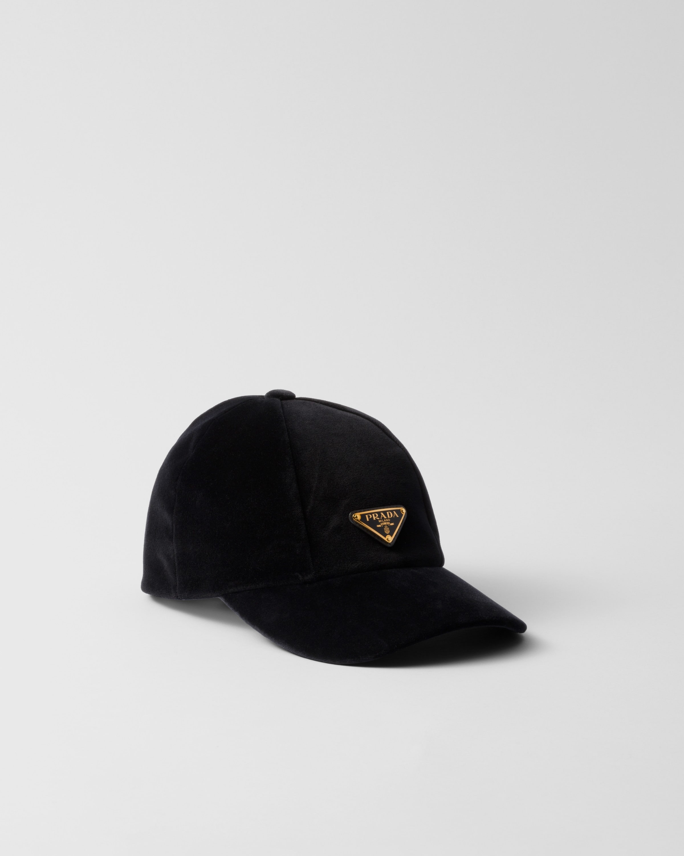 Prada Velvet Baseball Cap In Black