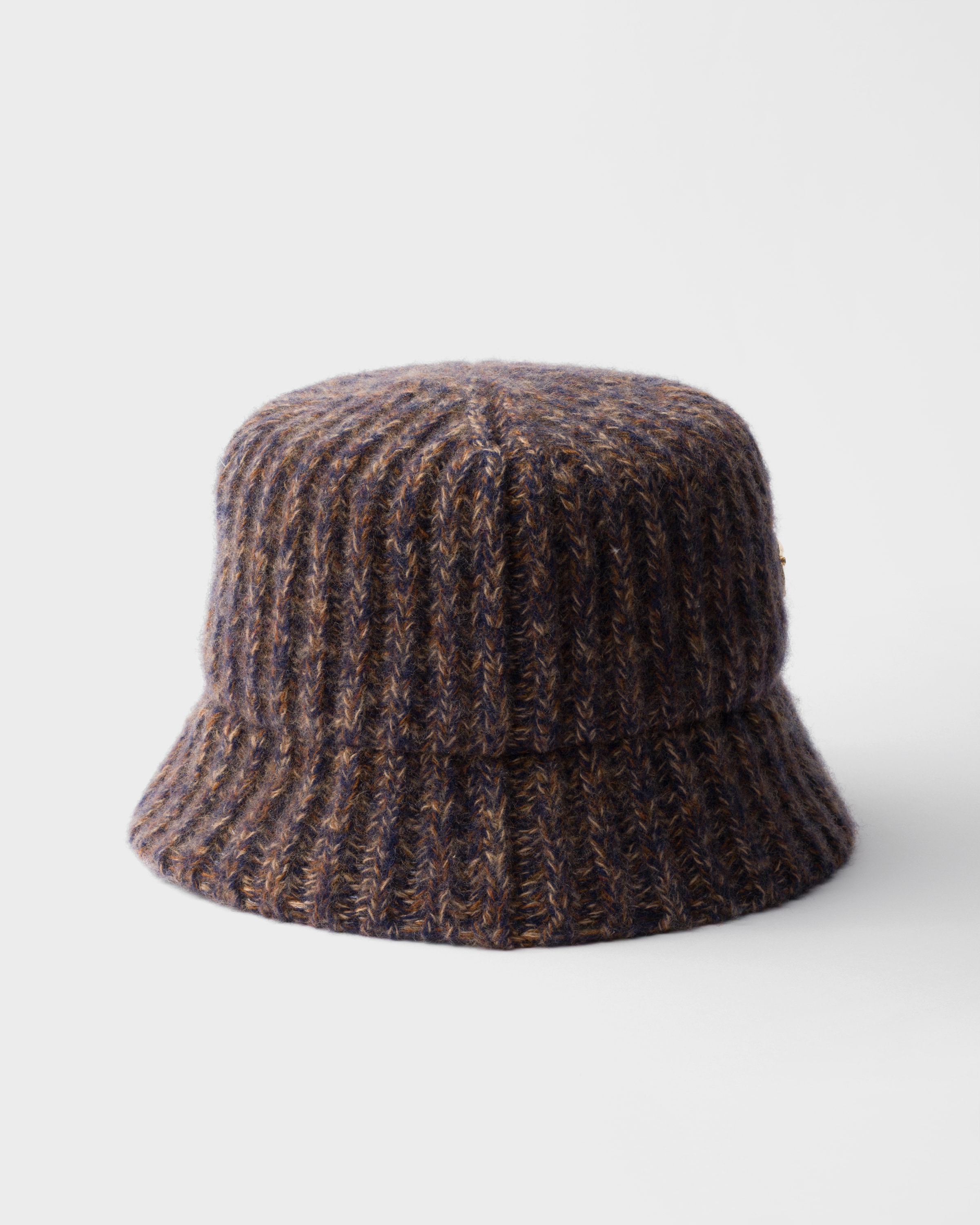 Prada Womens Brown Melange Knitted Wool Bucket Hat In Gray