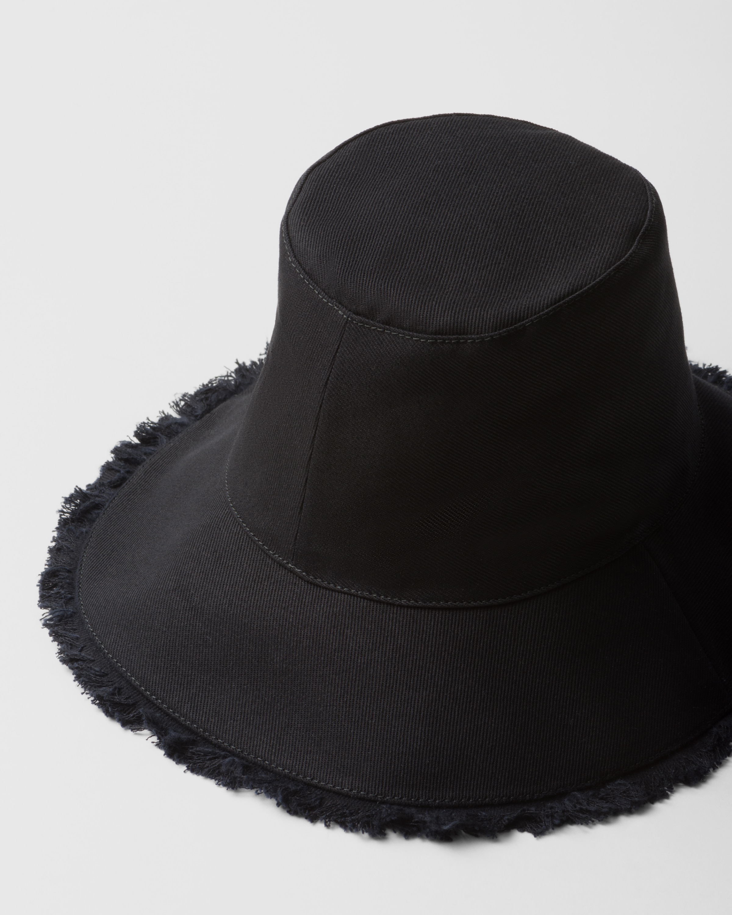 Shop Prada Wide-brimmed Drill Bucket Hat In Black