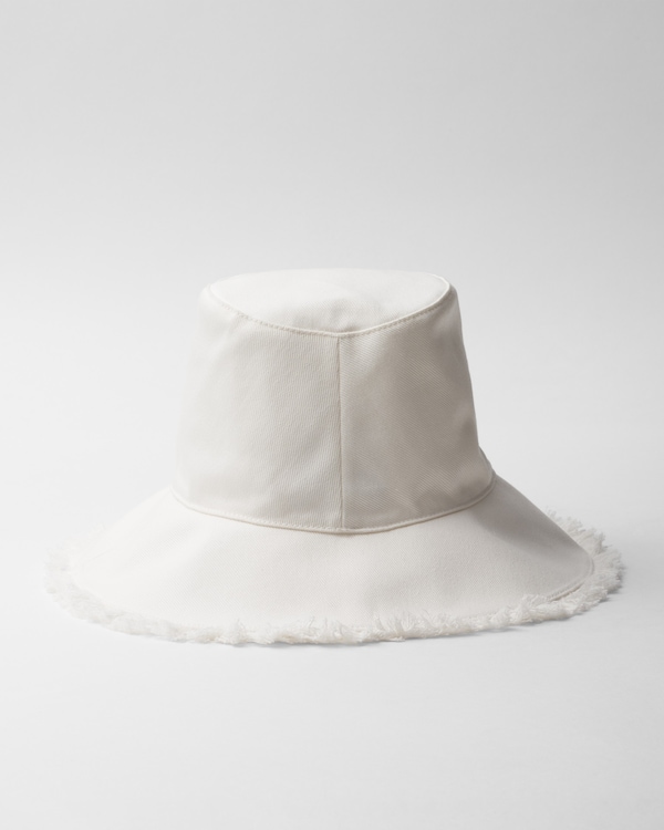 宽帽檐粗斜纹布渔夫帽 - 白色 宽帽檐粗斜纹布渔夫帽 - 白色