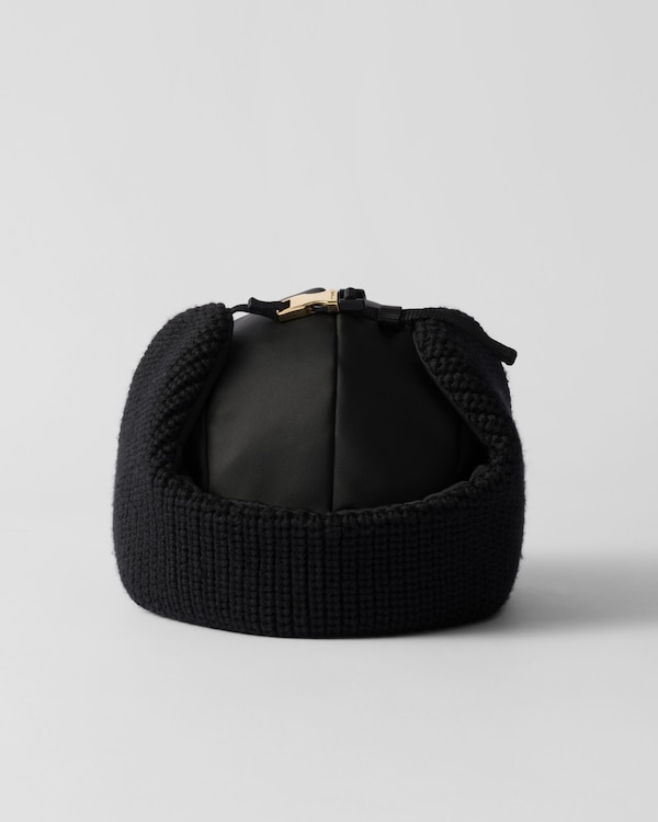 Re-Nylon and wool trapper hat - Black Re-Nylon and wool trapper hat - Black