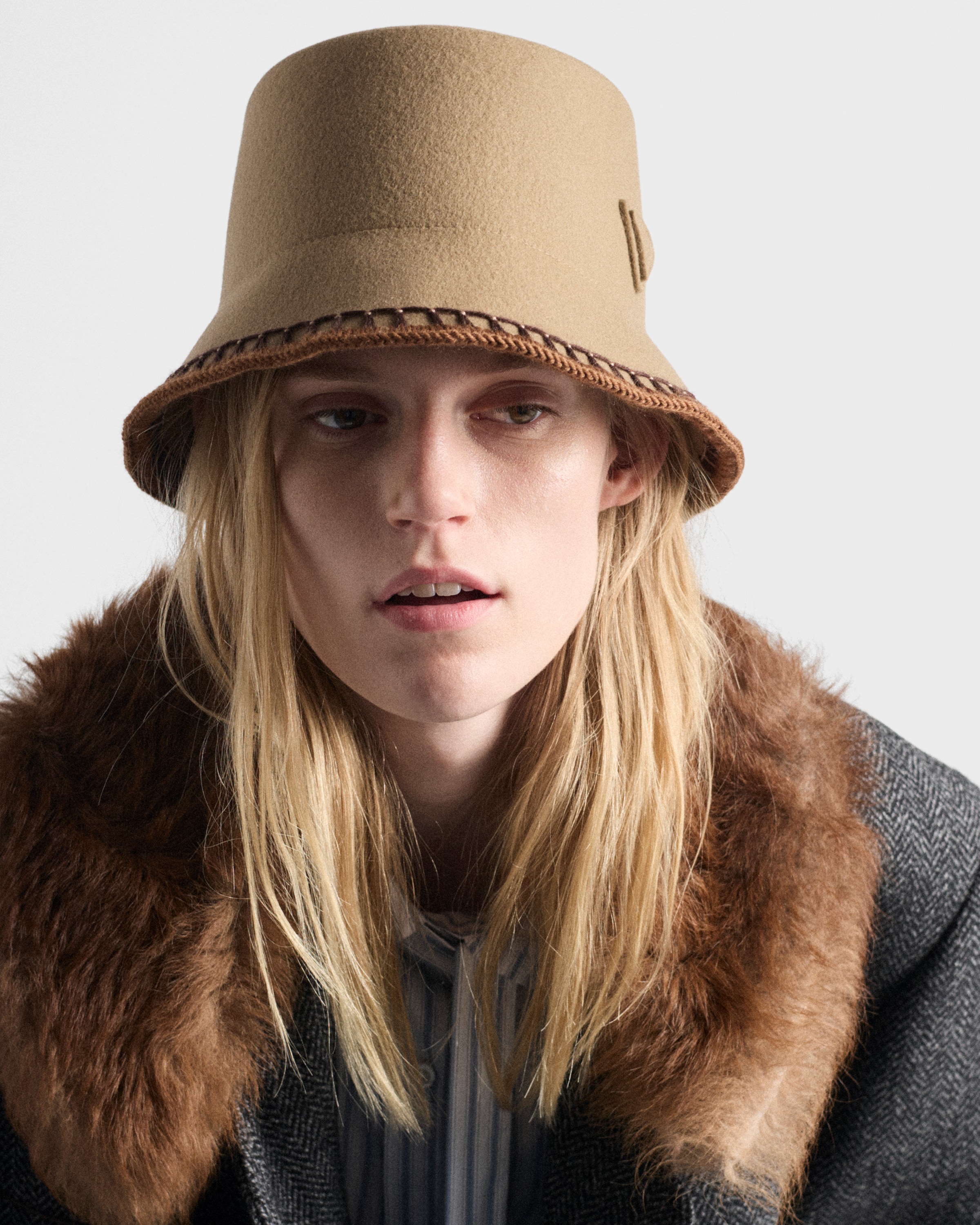 Camel Brown Felt Bucket Hat | PRADA