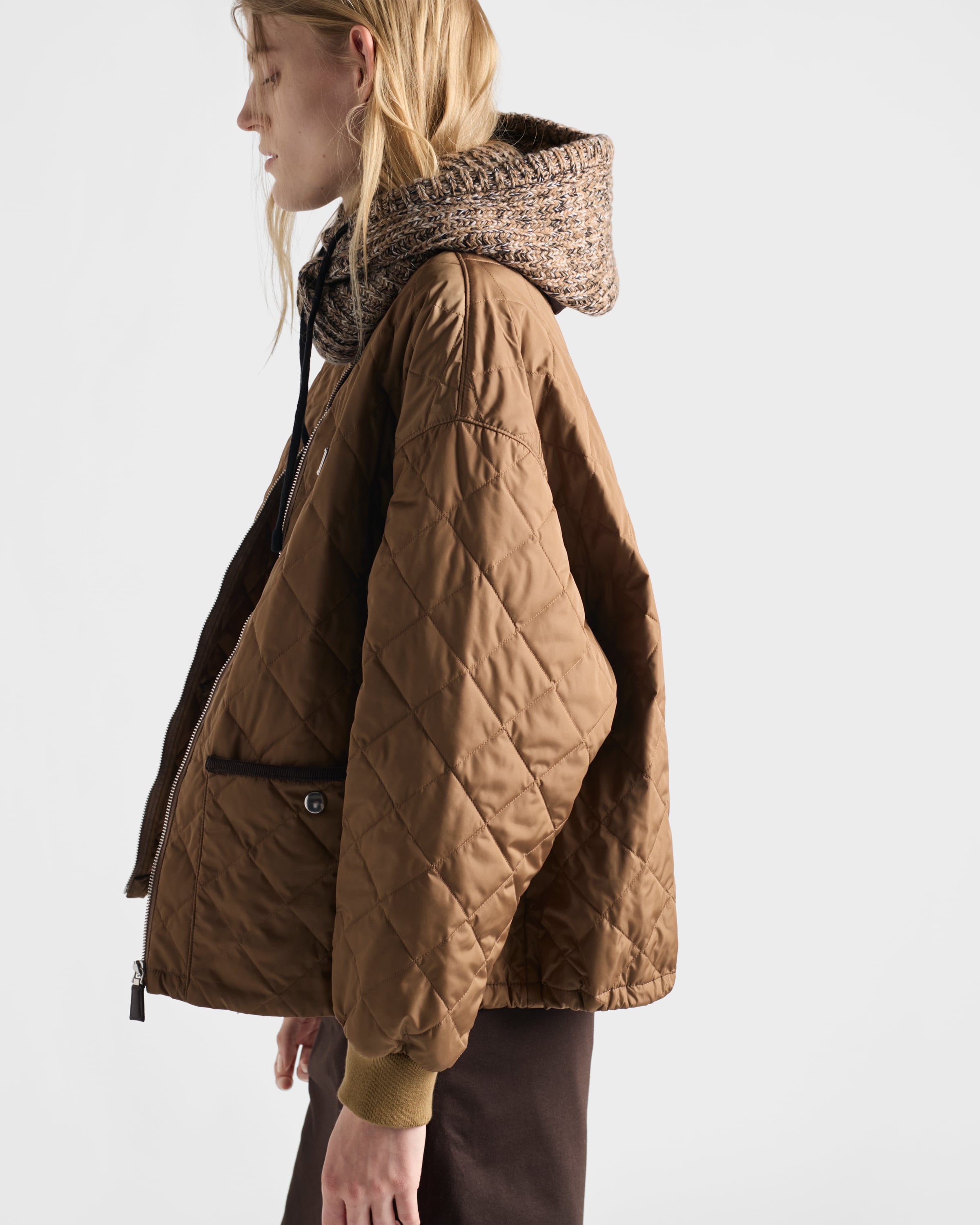 Mélange knit hood