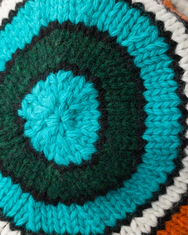 Striped wool and cashmere beanie - Orange/Turquoise Striped wool and cashmere beanie - Orange/Turquoise