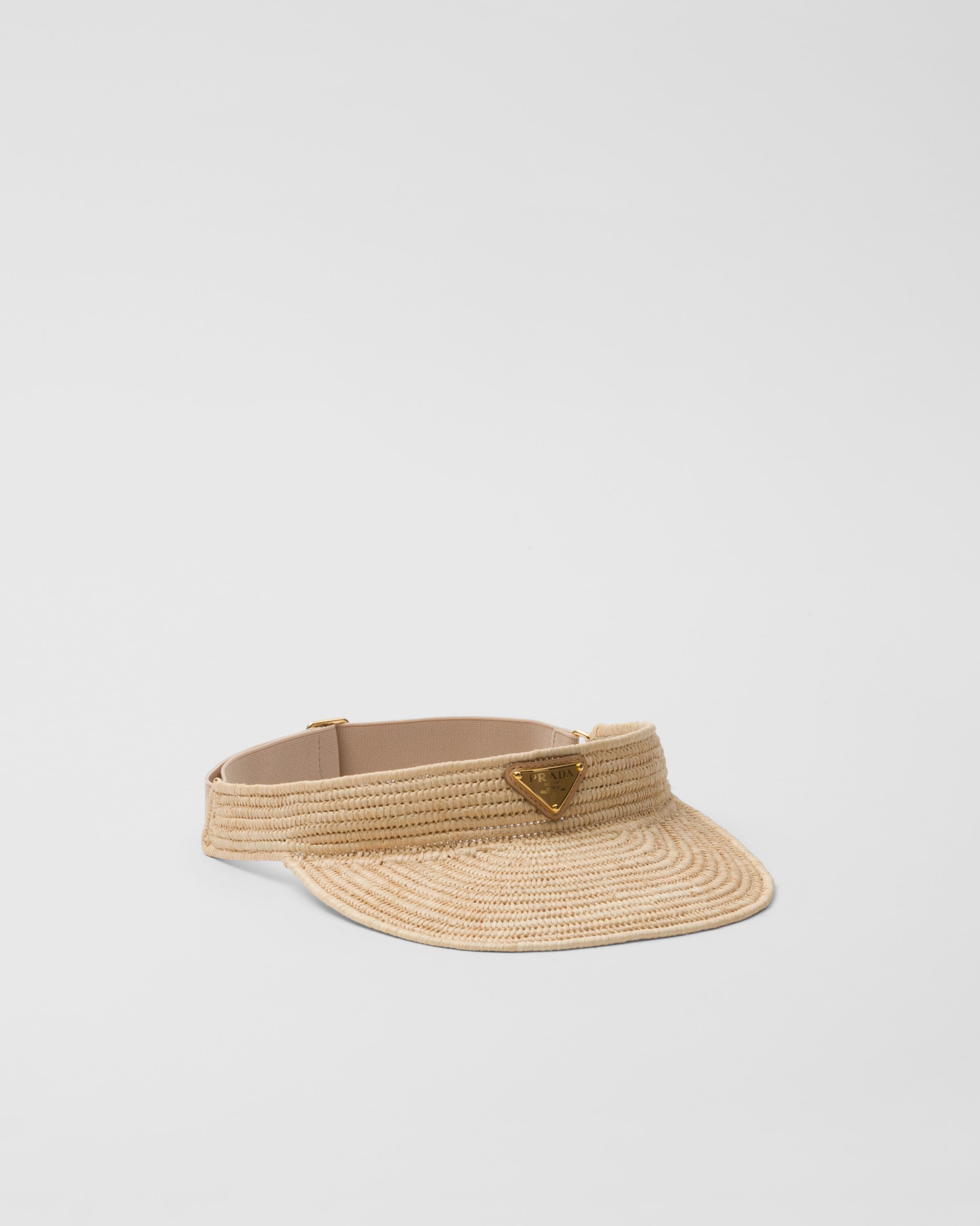 Prada Triangle-logo Crochet Visor In Neutral