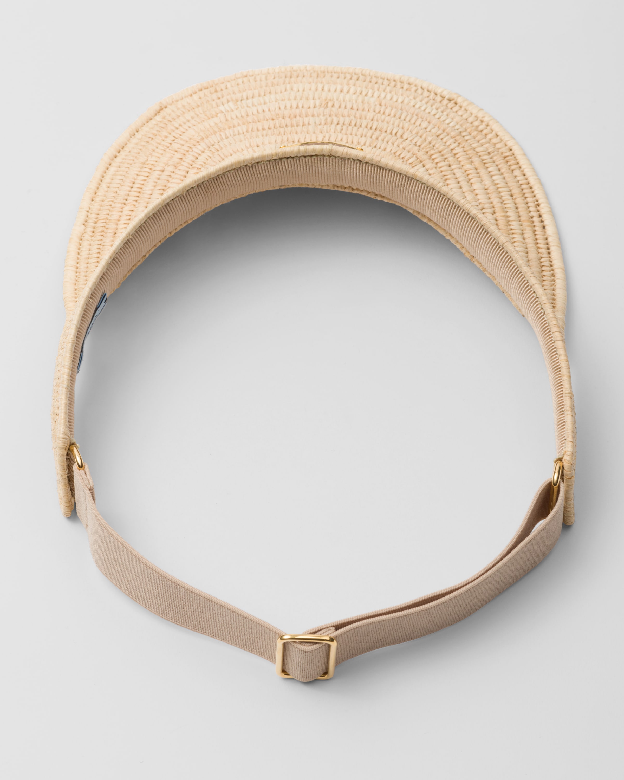Prada Triangle-logo Crochet Visor In Neutral