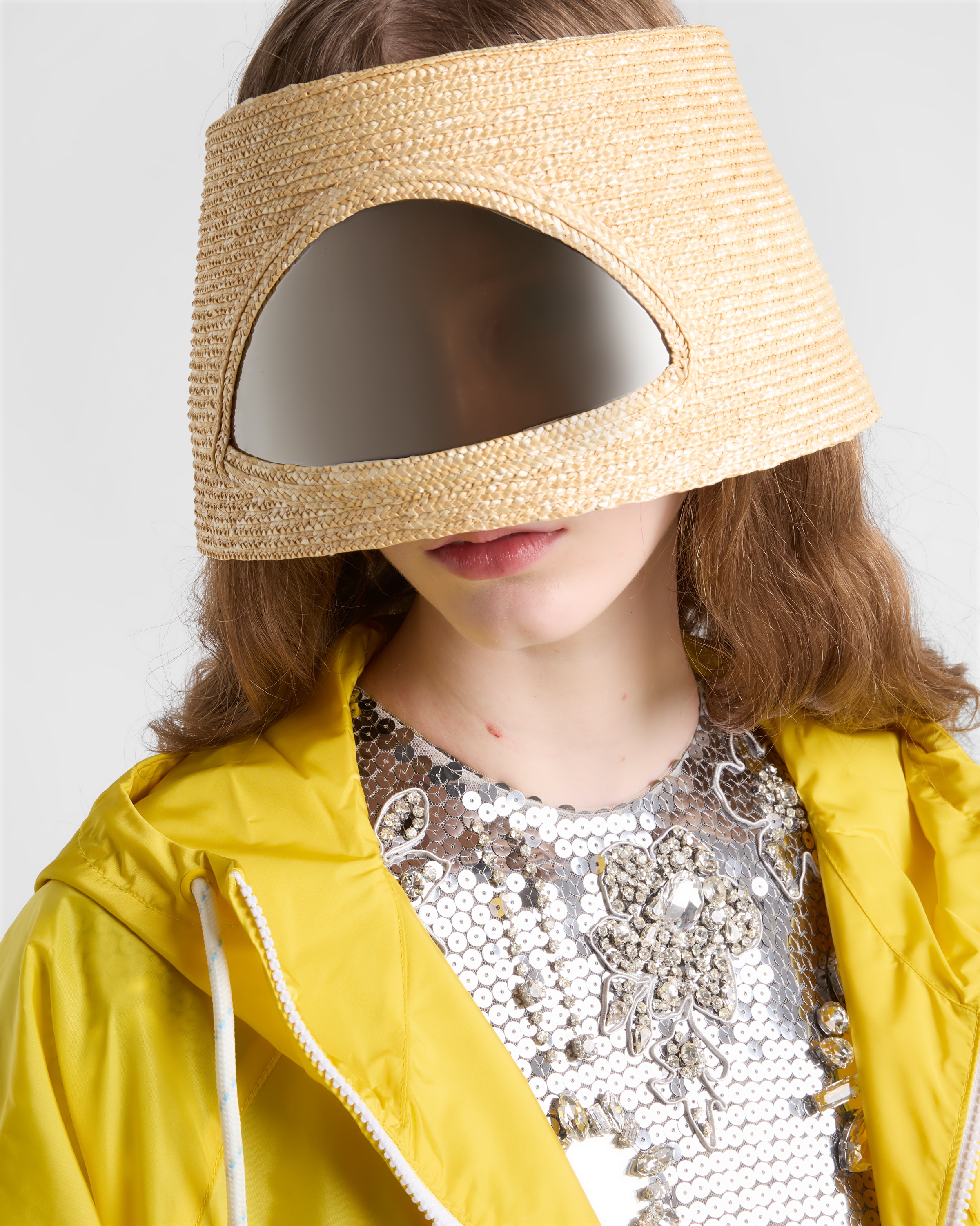 Prada Straw Visor In Natural