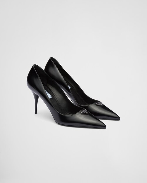 ブラック ブラッシュドレザー パンプス | Prada