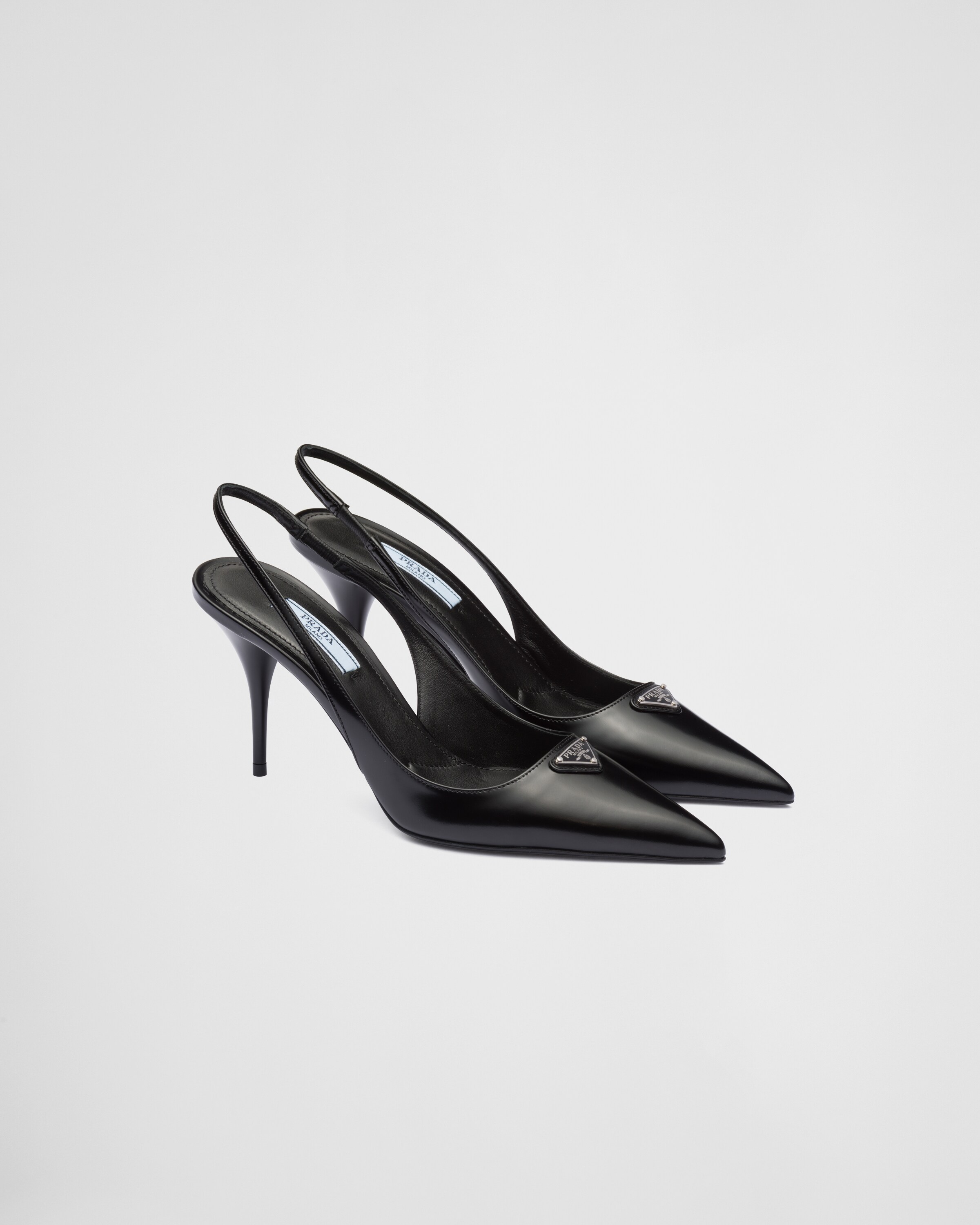 Brushed leather slingback pumps