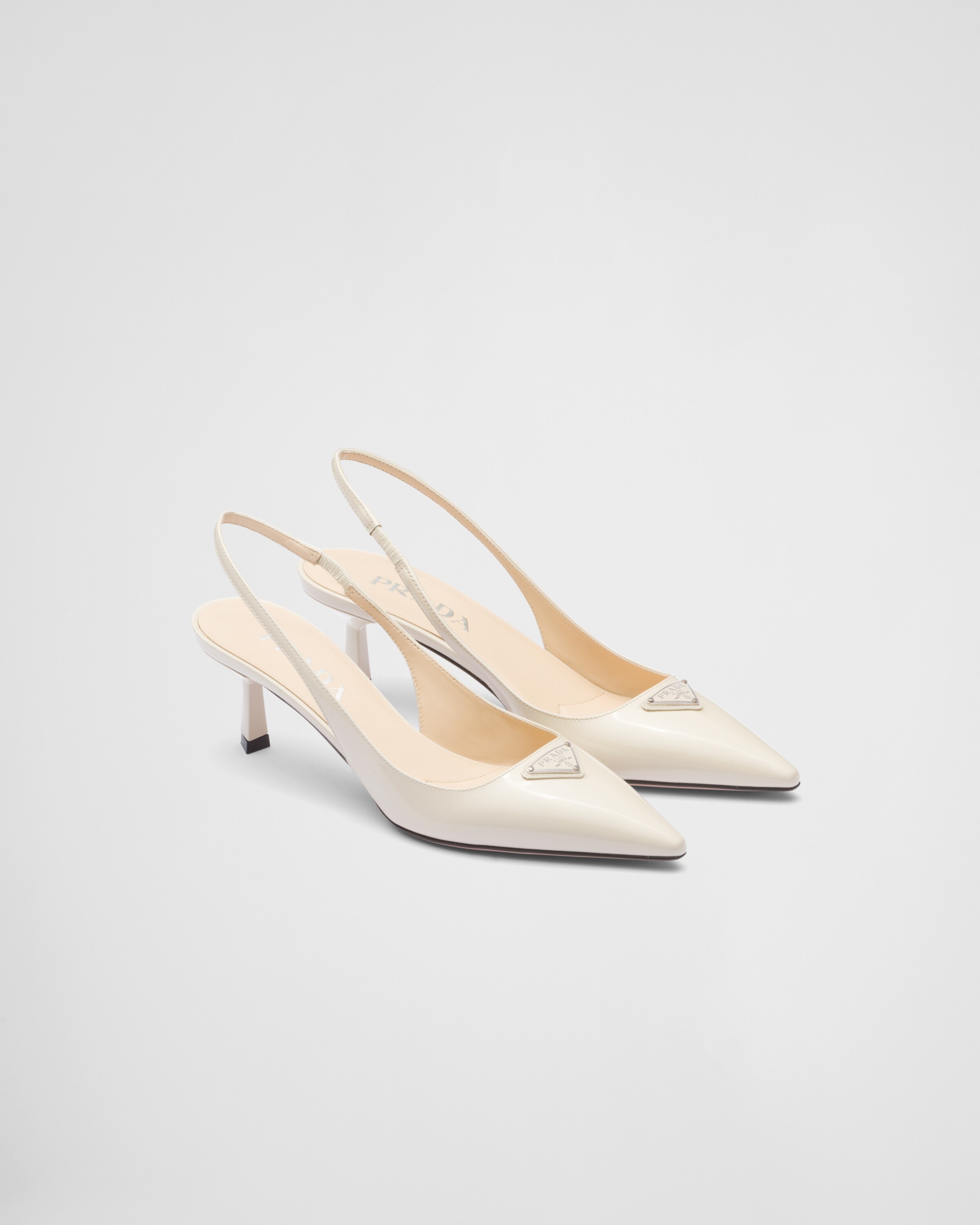 Patent-leather slingback pumps