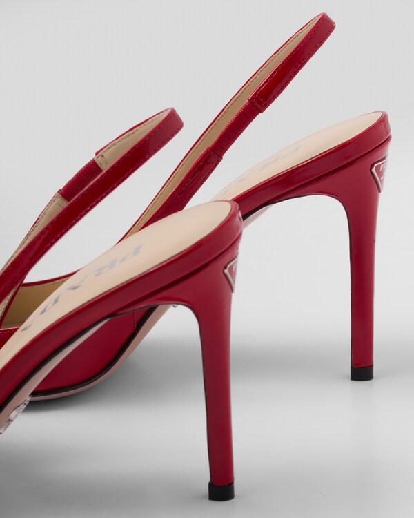 PRADA 26S POINTED-TOE HIGH HEELS 60MM IN DARK RED PATENT CALFSKIN WITH LOGO