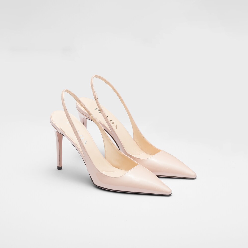 Prada Chaussures à bride arrière en cuir verni 1