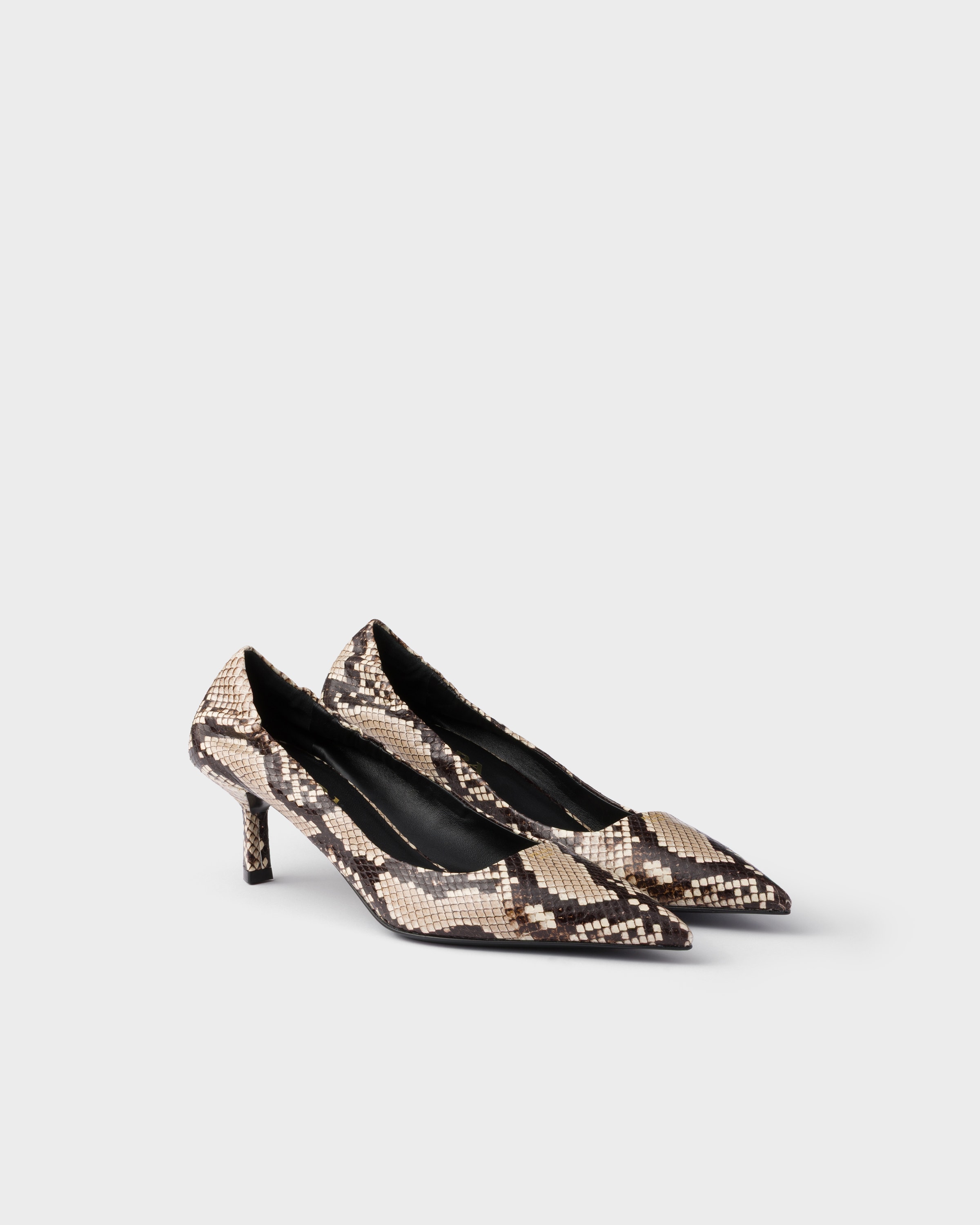 Rock Gray Printed Ayers leather pumps | PRADA - United States