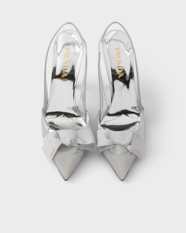 Mesh fabric slingback pumps - Silver Mesh fabric slingback pumps - Silver