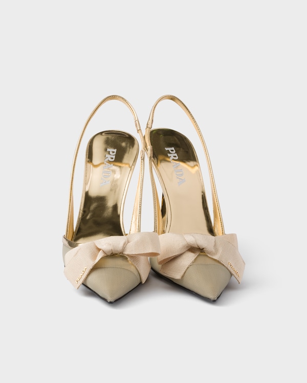 Mesh fabric slingback pumps - Platinum Mesh fabric slingback pumps - Platinum
