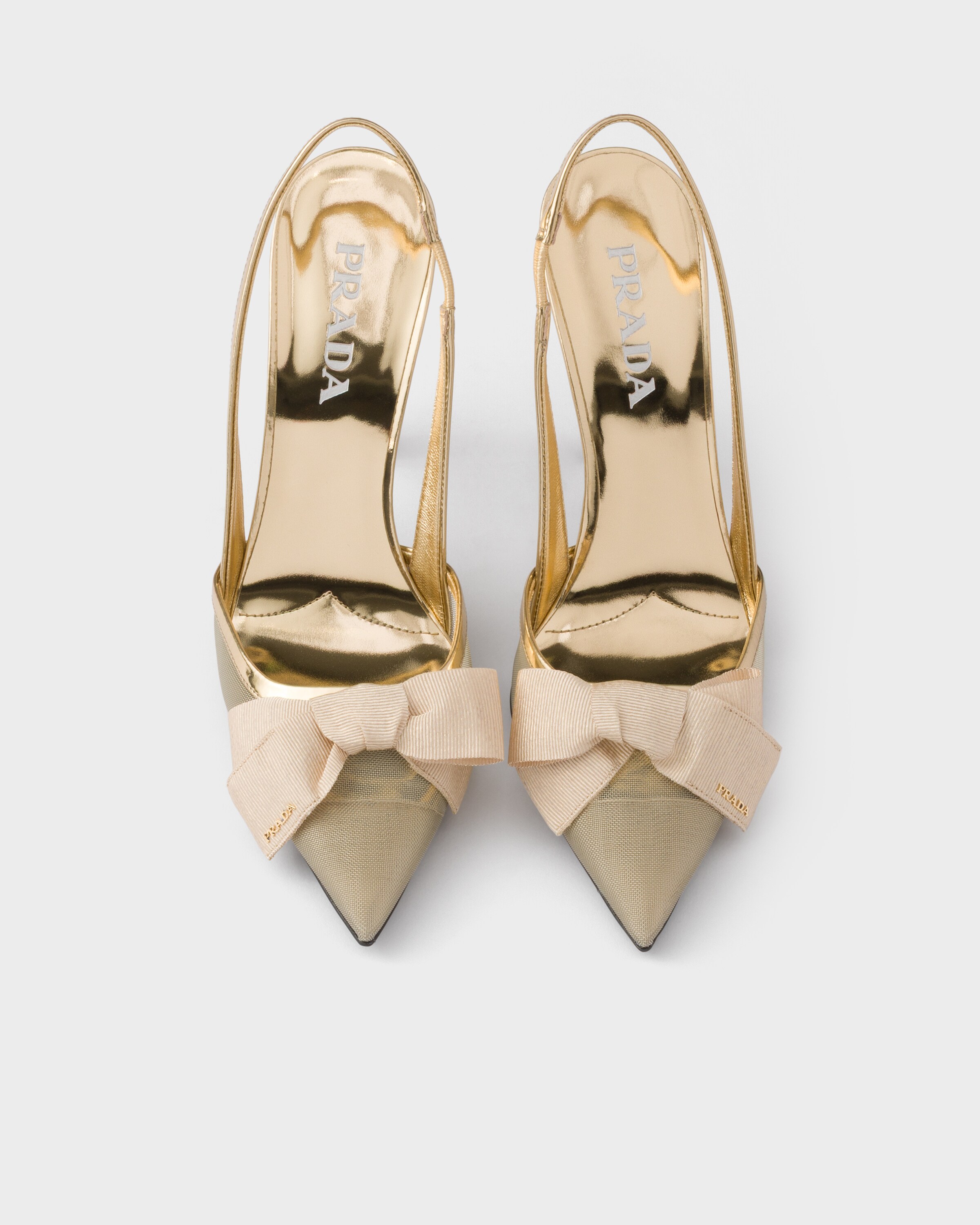 Platinum Mesh Fabric Slingback Pumps | PRADA - United Arab Emirates