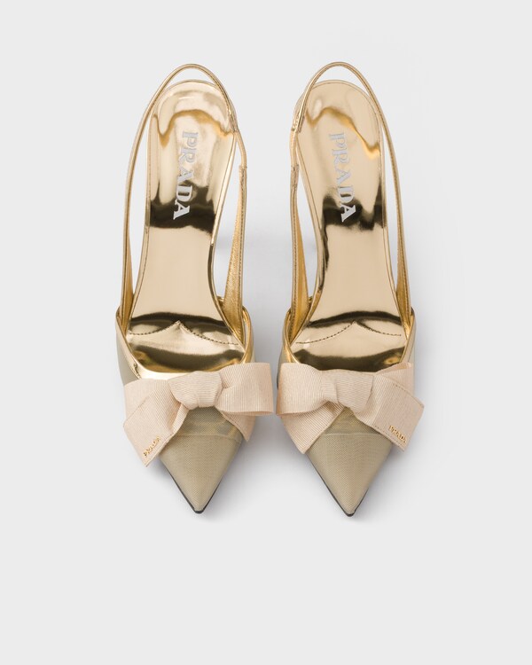 Mesh fabric slingback pumps - Platinum Mesh fabric slingback pumps - Platinum