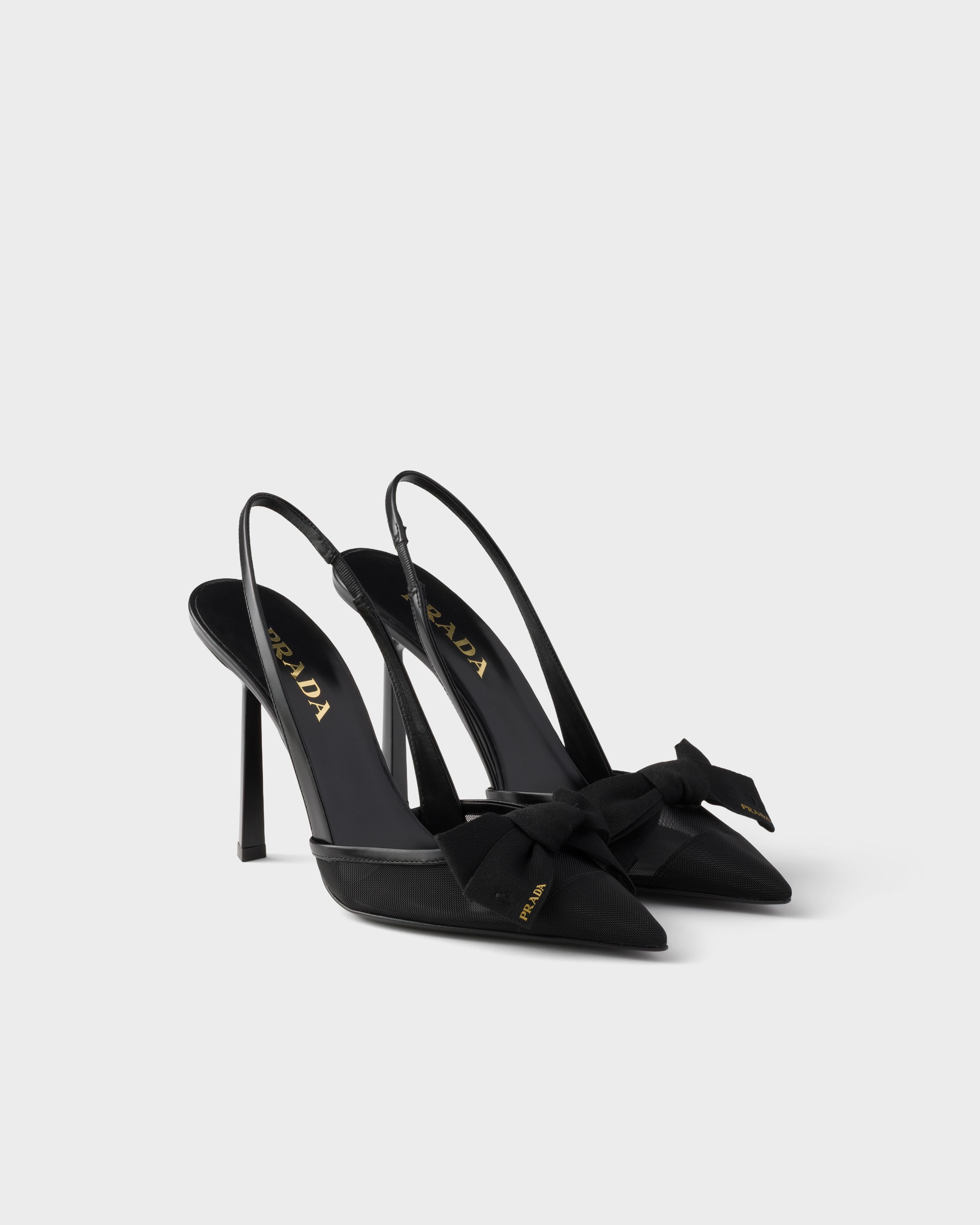 Mesh fabric slingback pumps