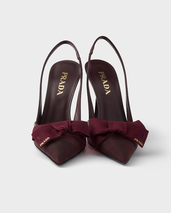Mesh fabric slingback pumps - Burgundy Mesh fabric slingback pumps - Burgundy