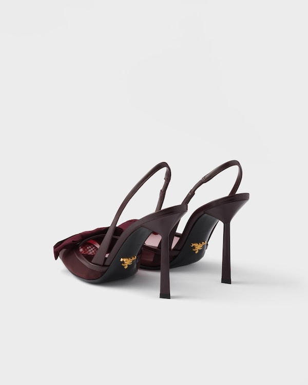 Mesh fabric slingback pumps - Burgundy Mesh fabric slingback pumps - Burgundy
