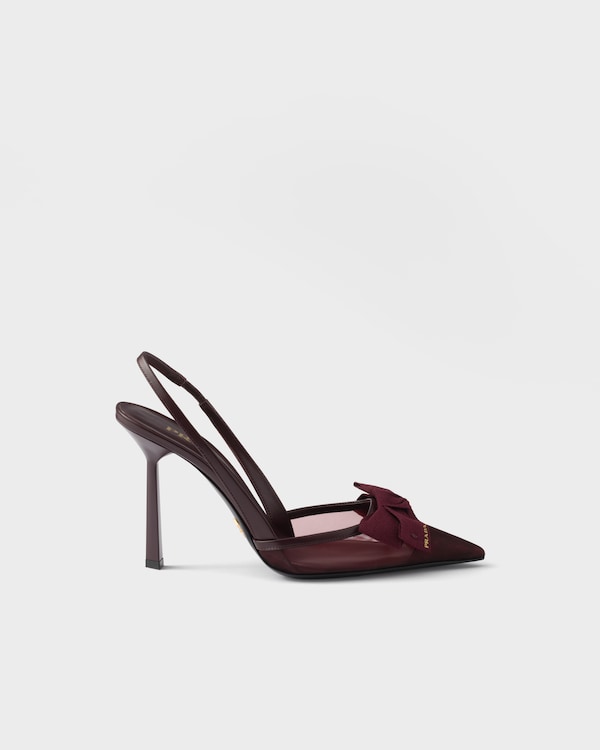 Mesh fabric slingback pumps - Burgundy Mesh fabric slingback pumps - Burgundy