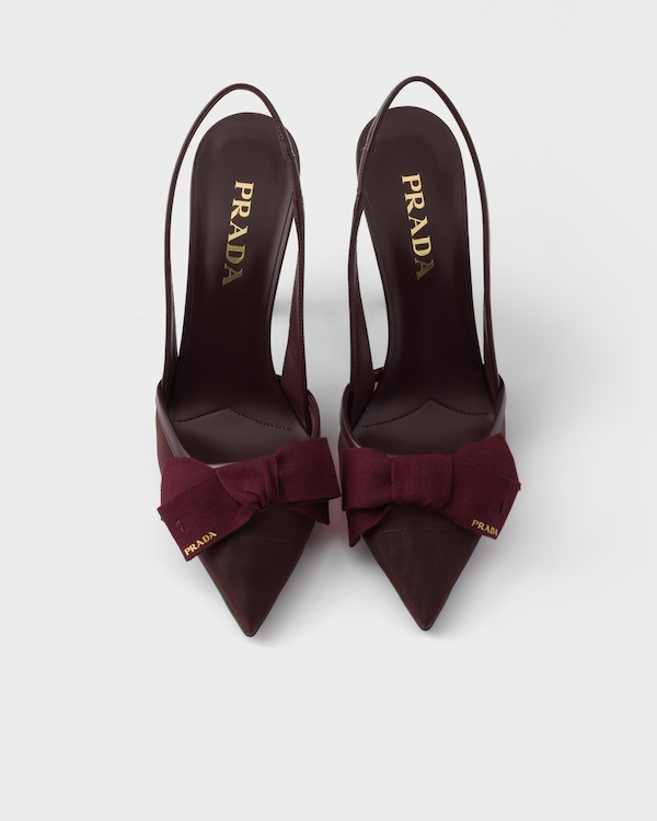 Mesh fabric slingback pumps - Burgundy Mesh fabric slingback pumps - Burgundy