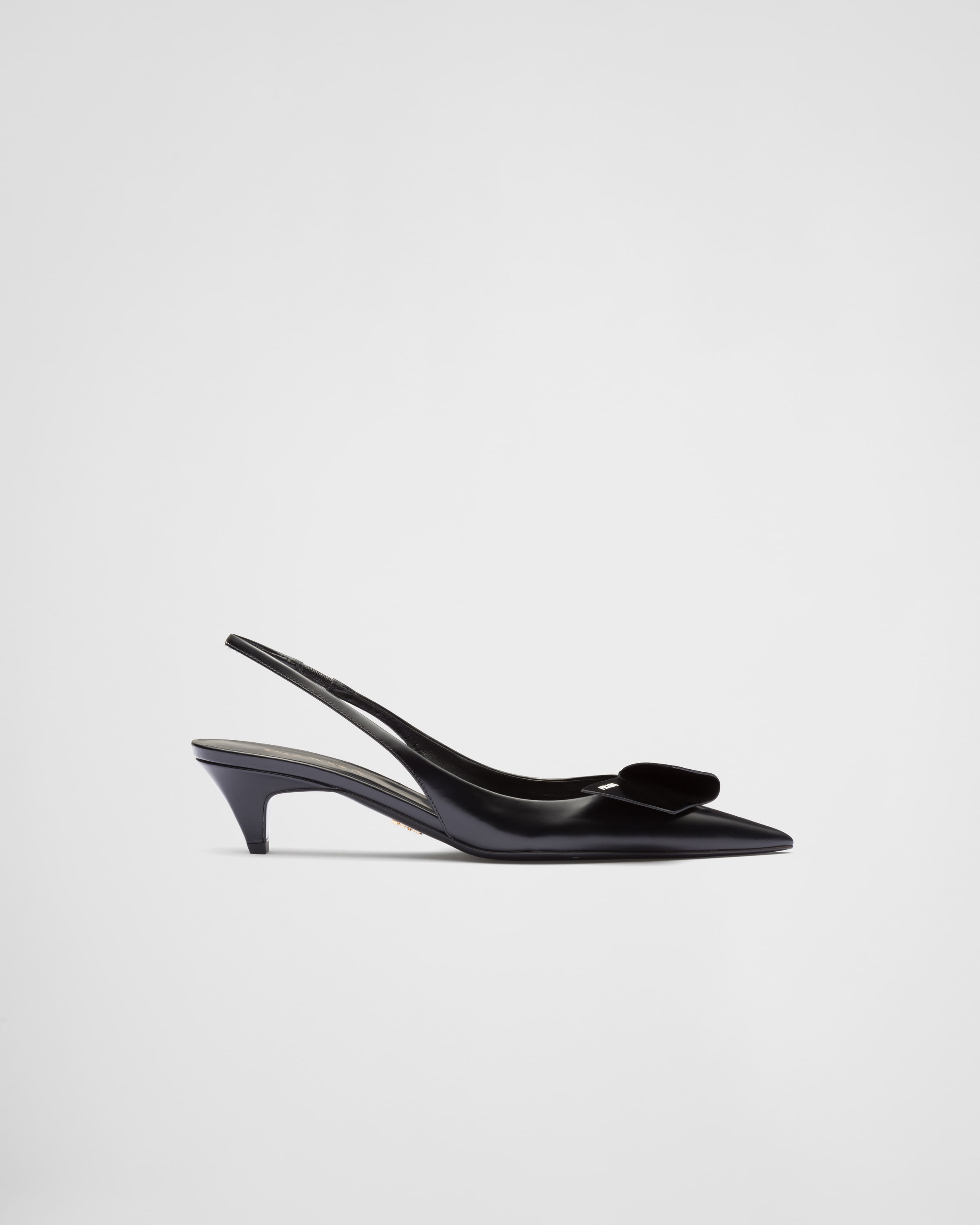 Black Brushed Leather Slingback Pumps PRADA