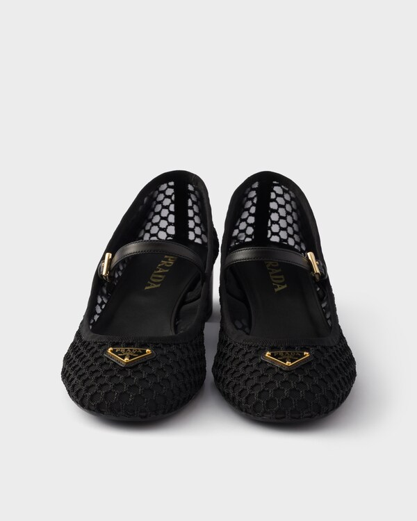 Low heel mesh fabric ballerinas - Black Low heel mesh fabric ballerinas - Black