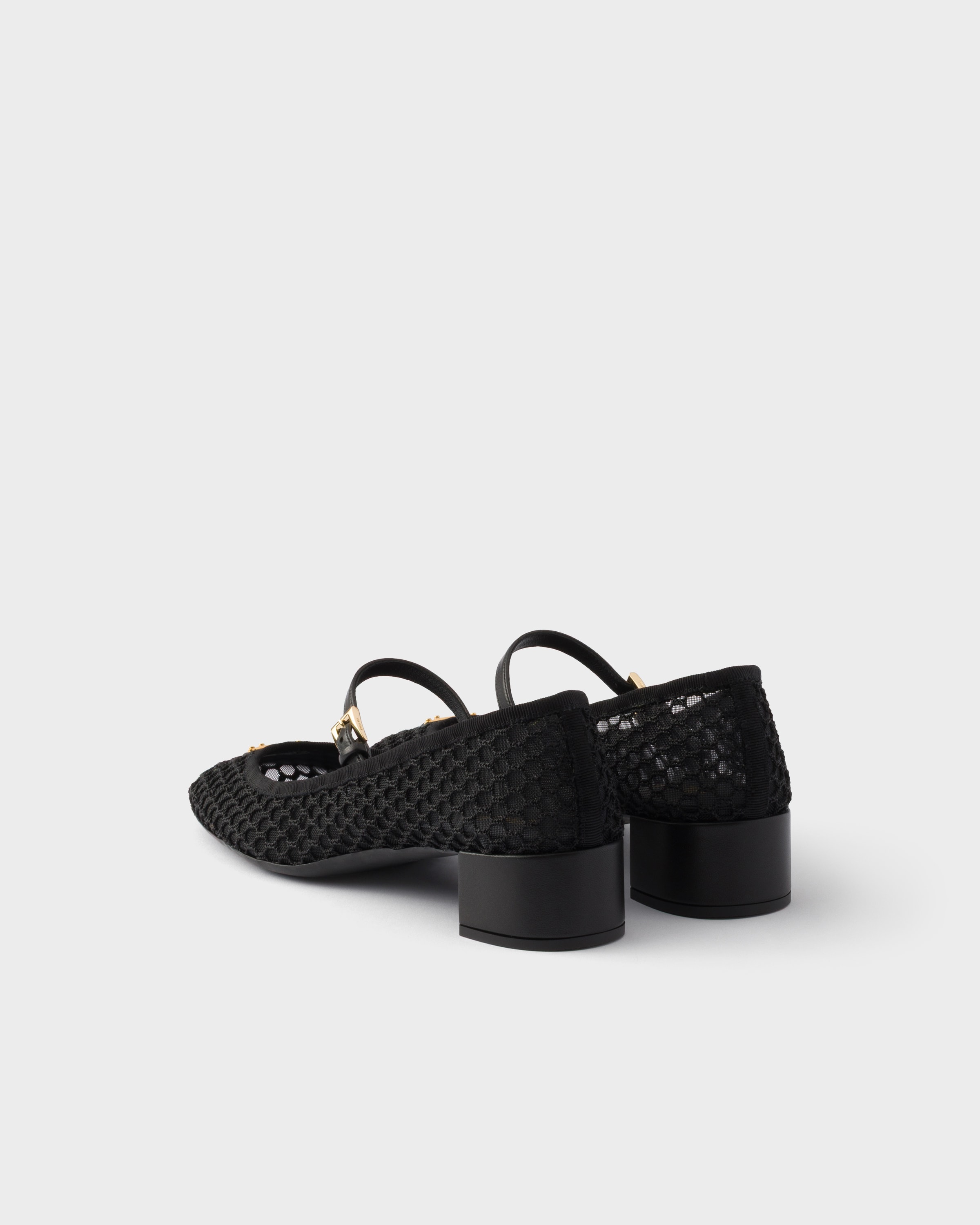 ブラック ローヒール メッシュファブリック バレリーナ | PRADA - 日本