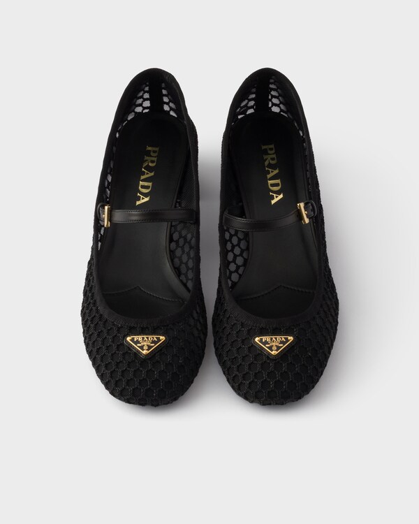 Low heel mesh fabric ballerinas - Black Low heel mesh fabric ballerinas - Black